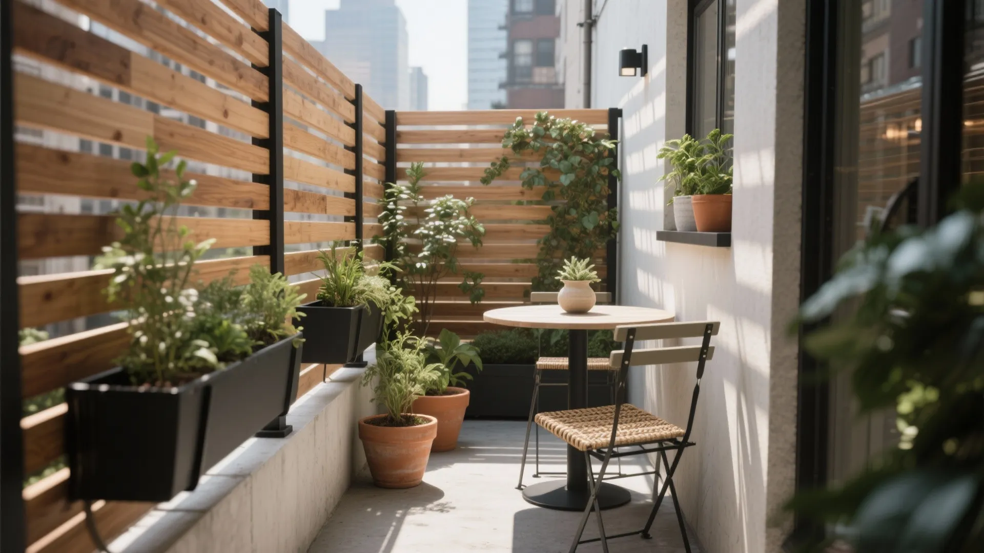 Slatted Screens with Greenery