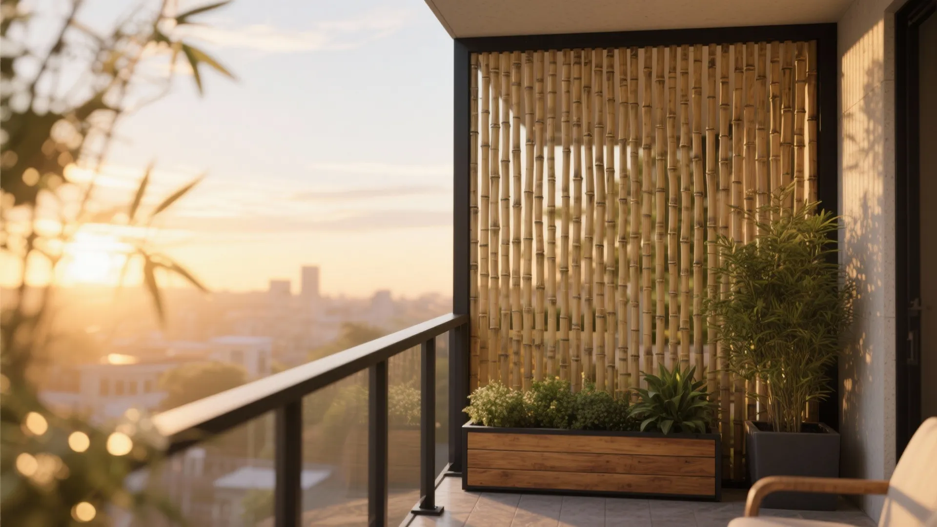 Slatted wood or bamboo screens (fixed or folding)
