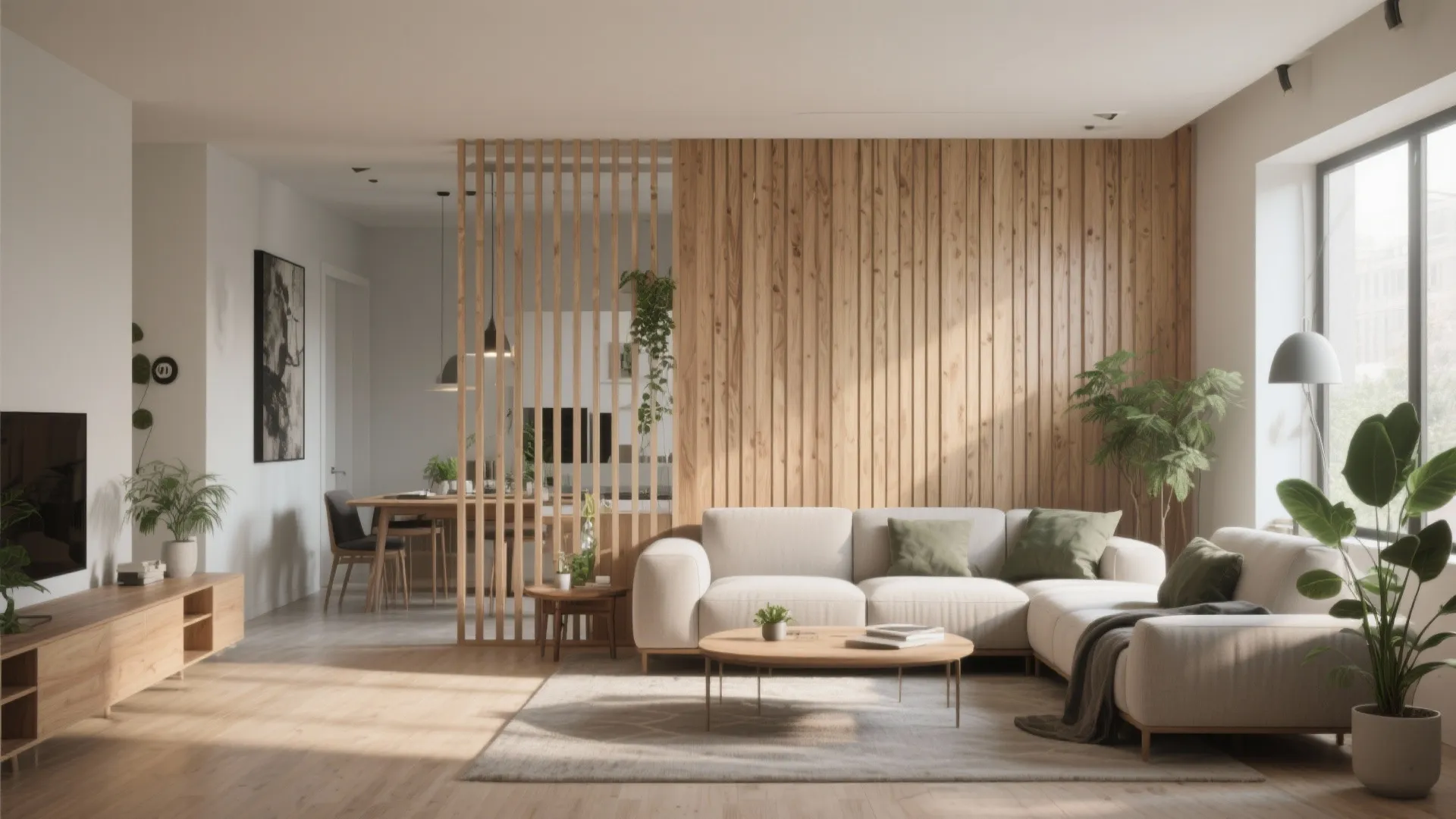 6. Slatted Wood Accent Wall