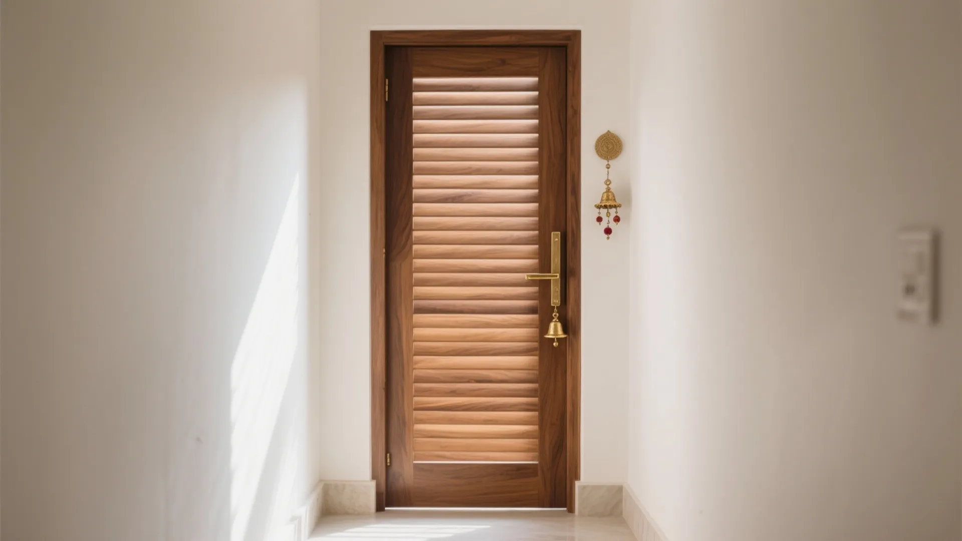 Minimalist Slatted Wood with Subtle Brass