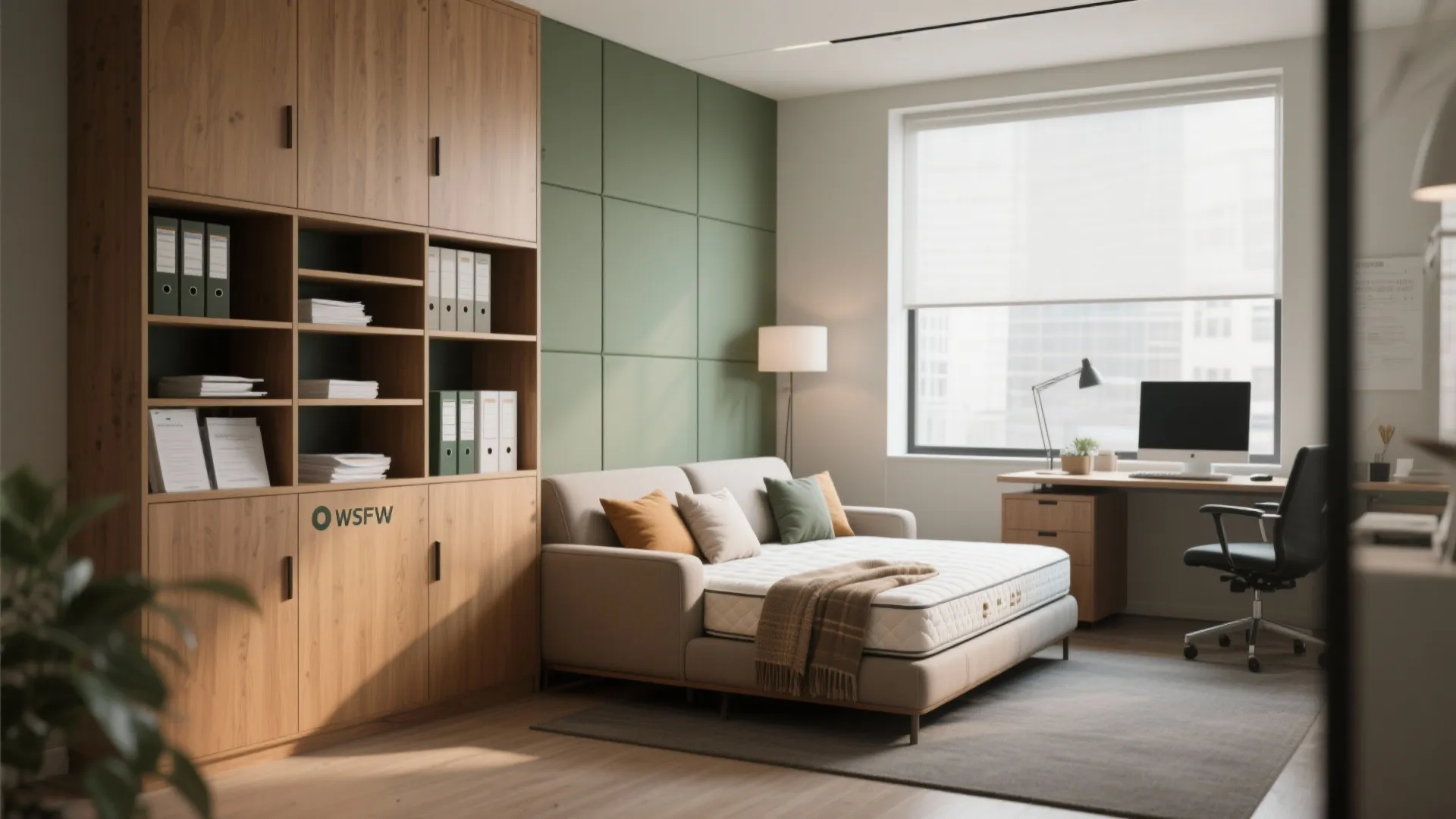 2. Sleeper sofa plus modular storage walls