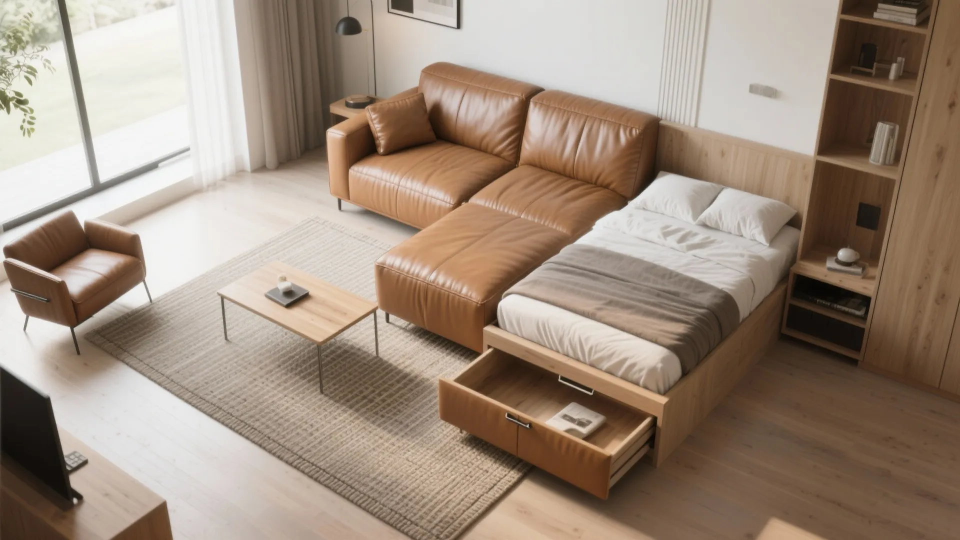 4) Multi-Functional Leather Sofa: Storage or Sleeper