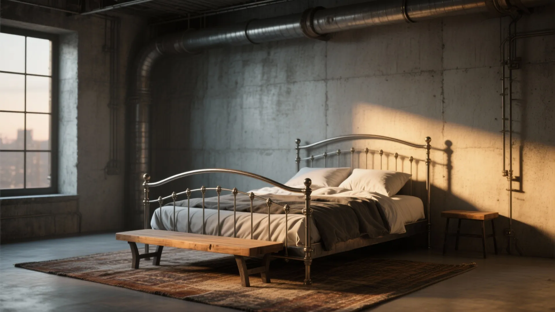 4. Sleek metal sleigh for industrial chic