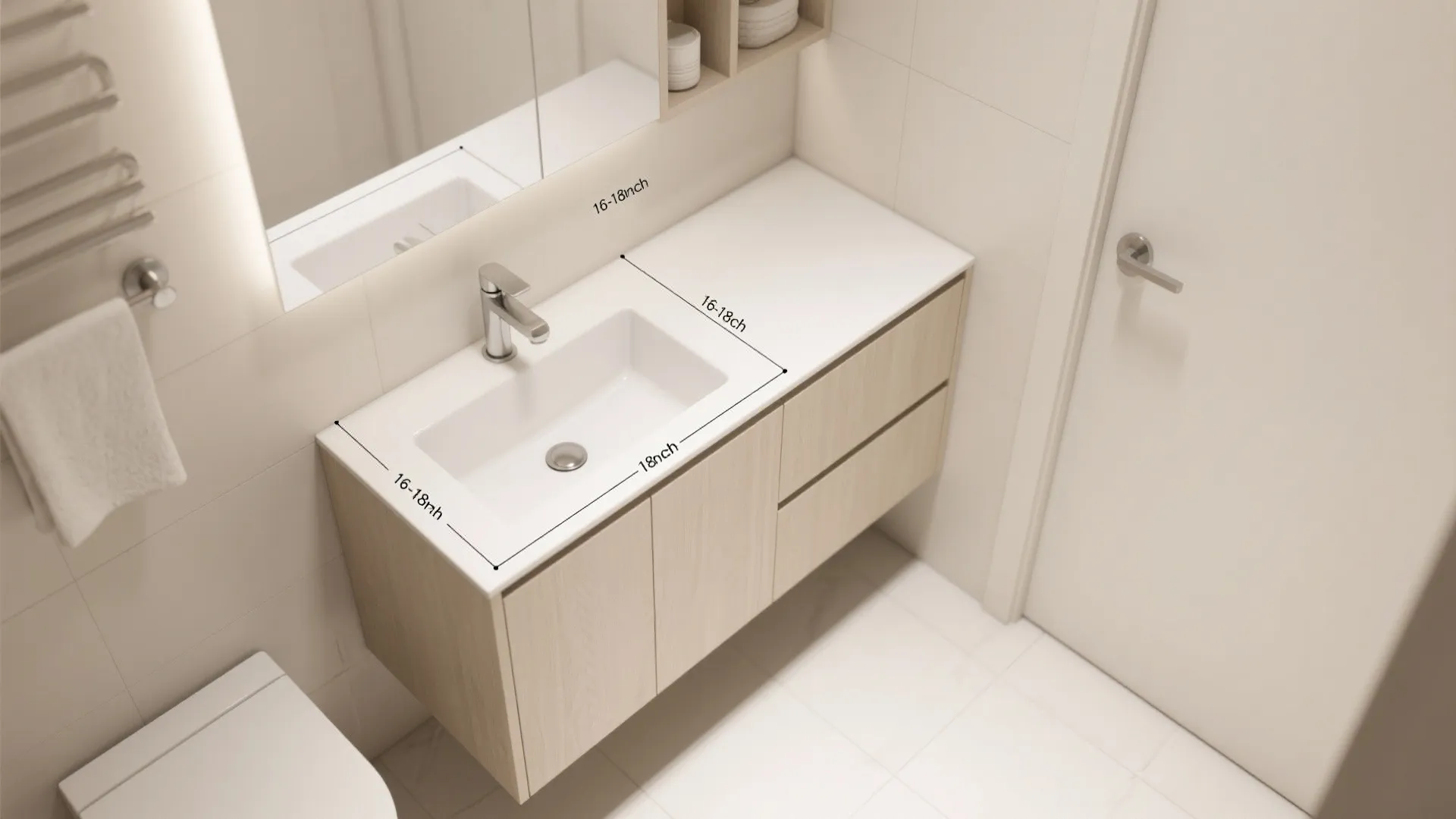 Slender Vanity With Drawer Stacks