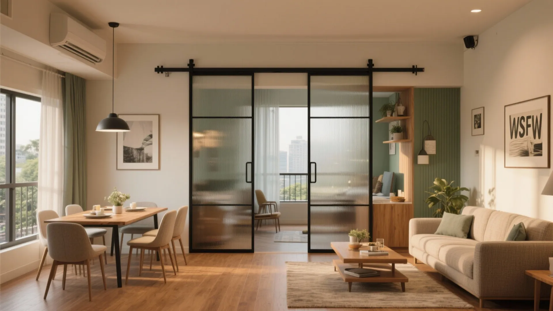 Flexible Living-Dining with Sliding Partitions
