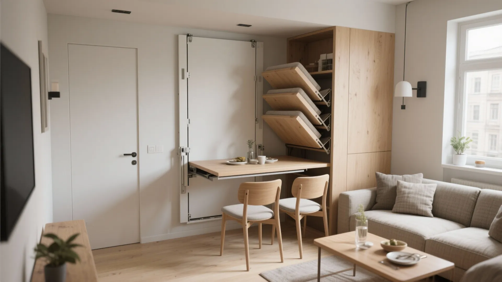 2. Slide-Away Table and Nesting Chairs