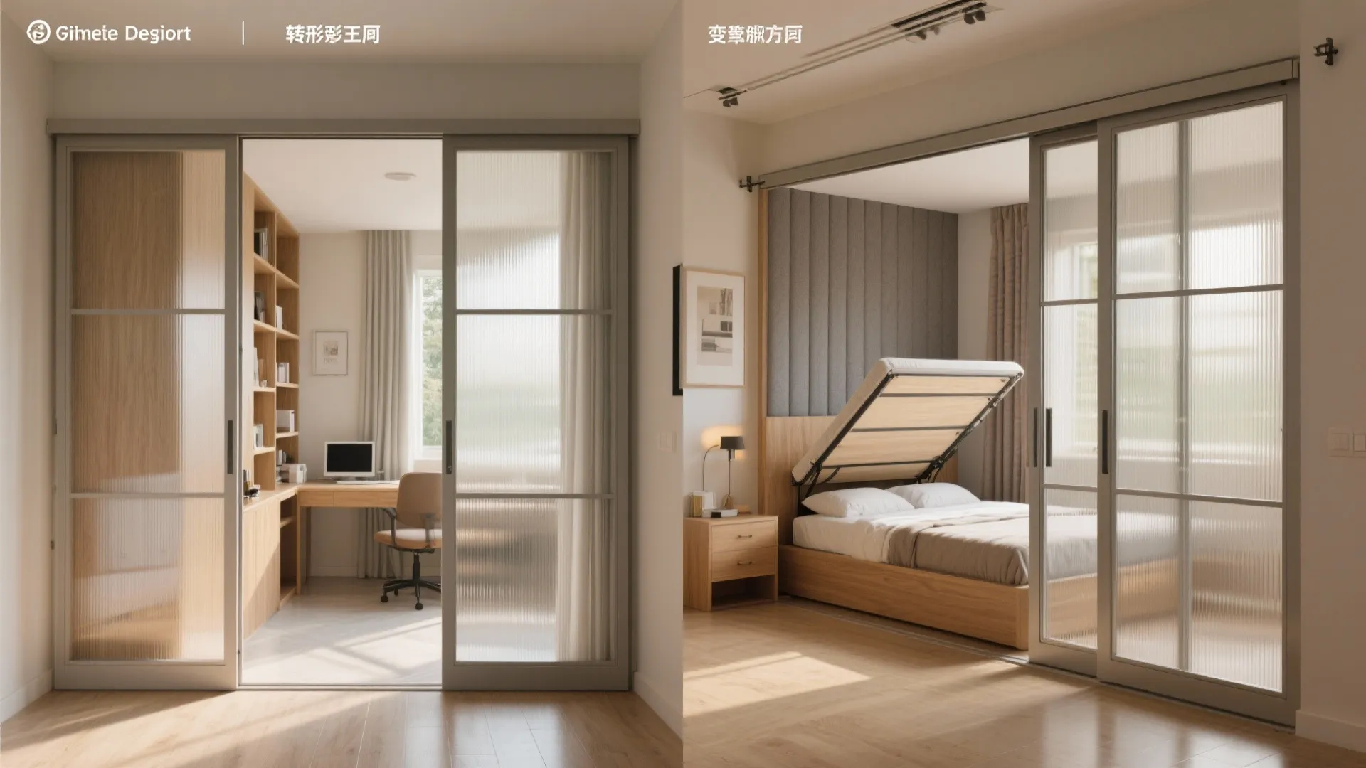 Sliding Partitions For A Transformable Third Room