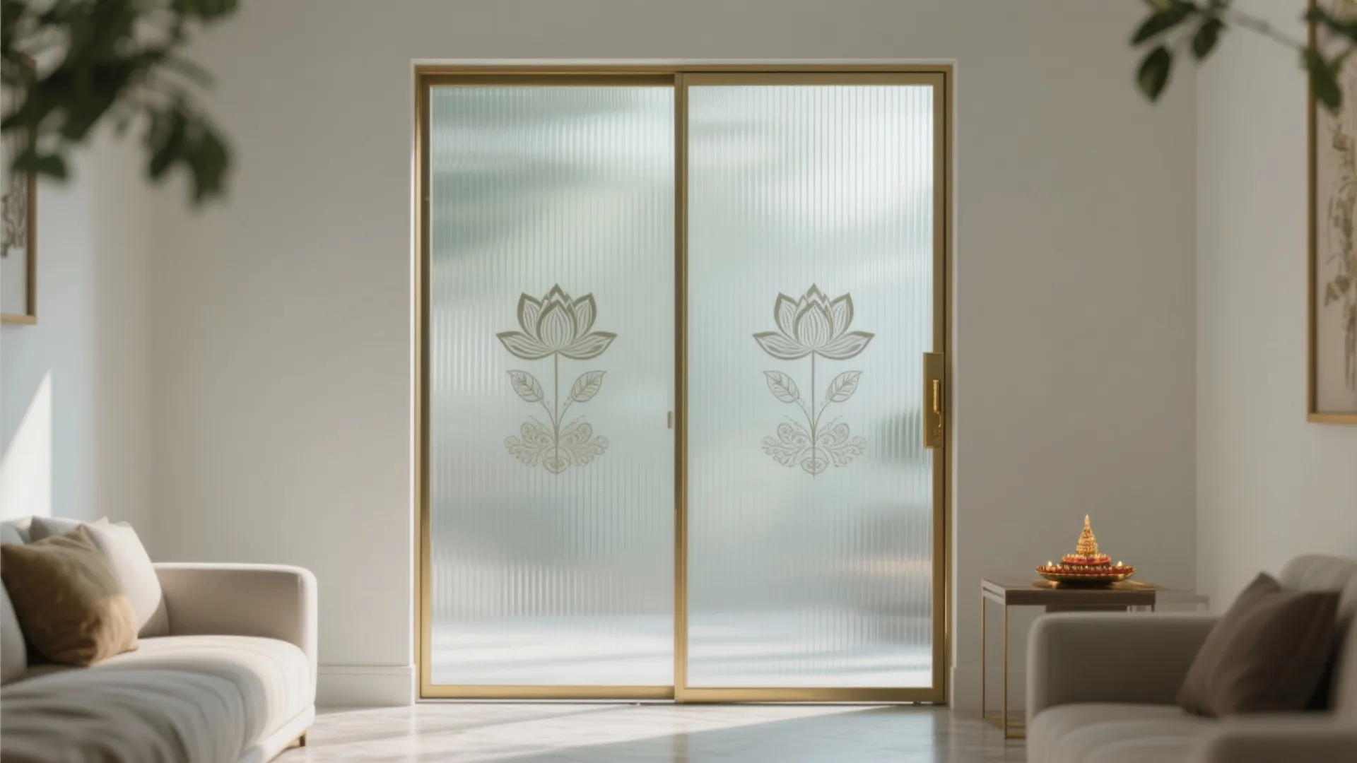 Idea 2: Sliding glass with etched motifs