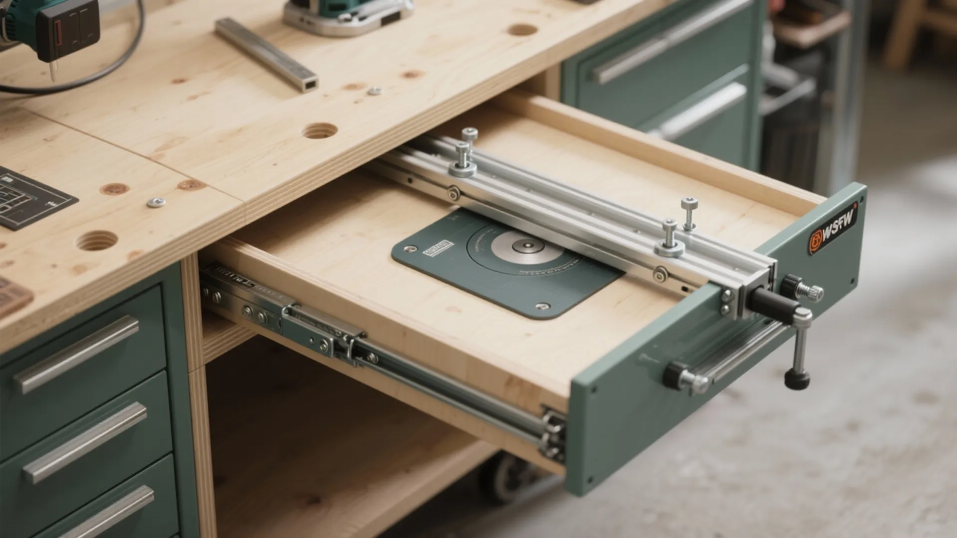2. Bench-mounted Slide-Out Router Table