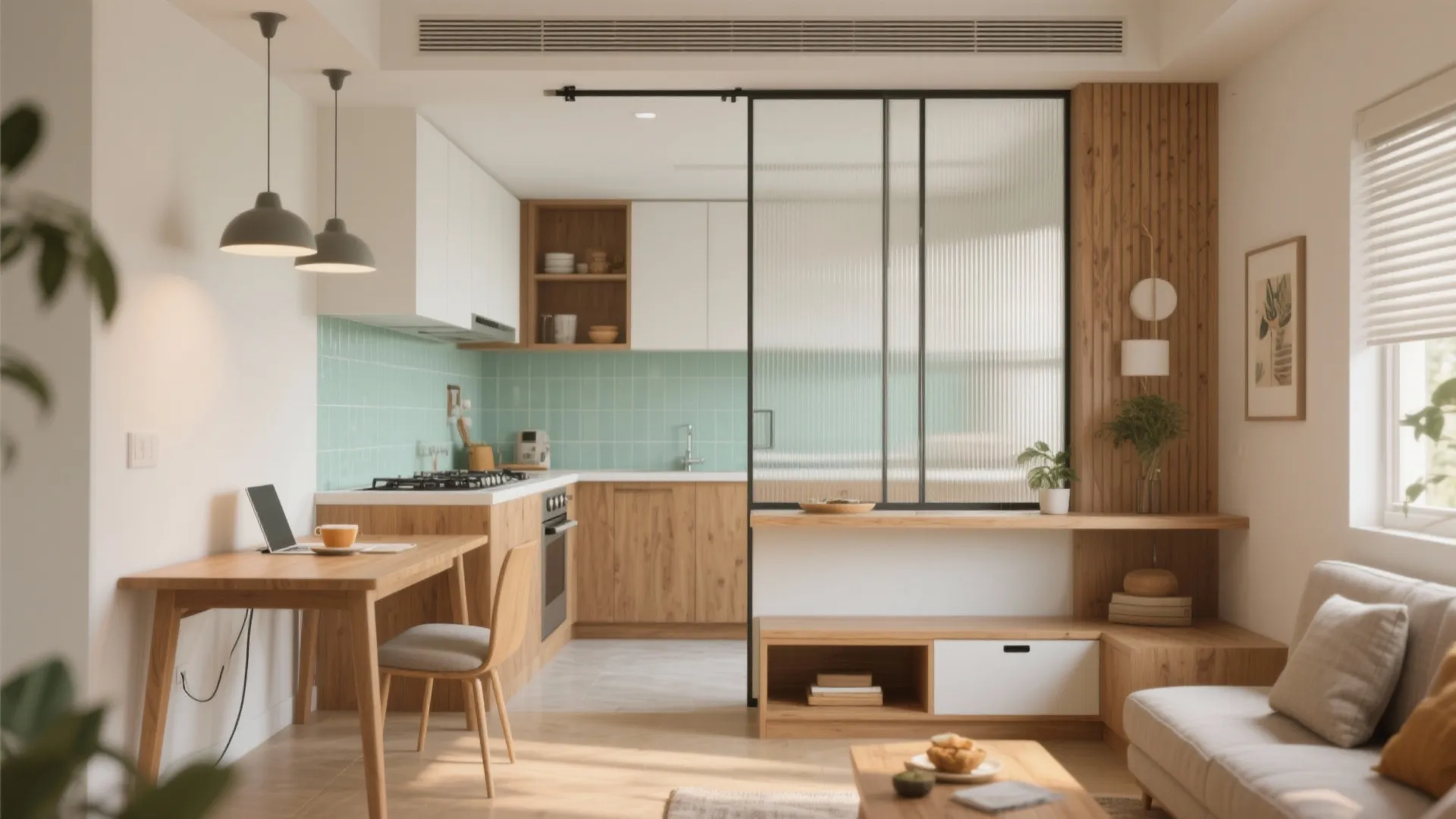 Sliding partitions and multi-functional furniture