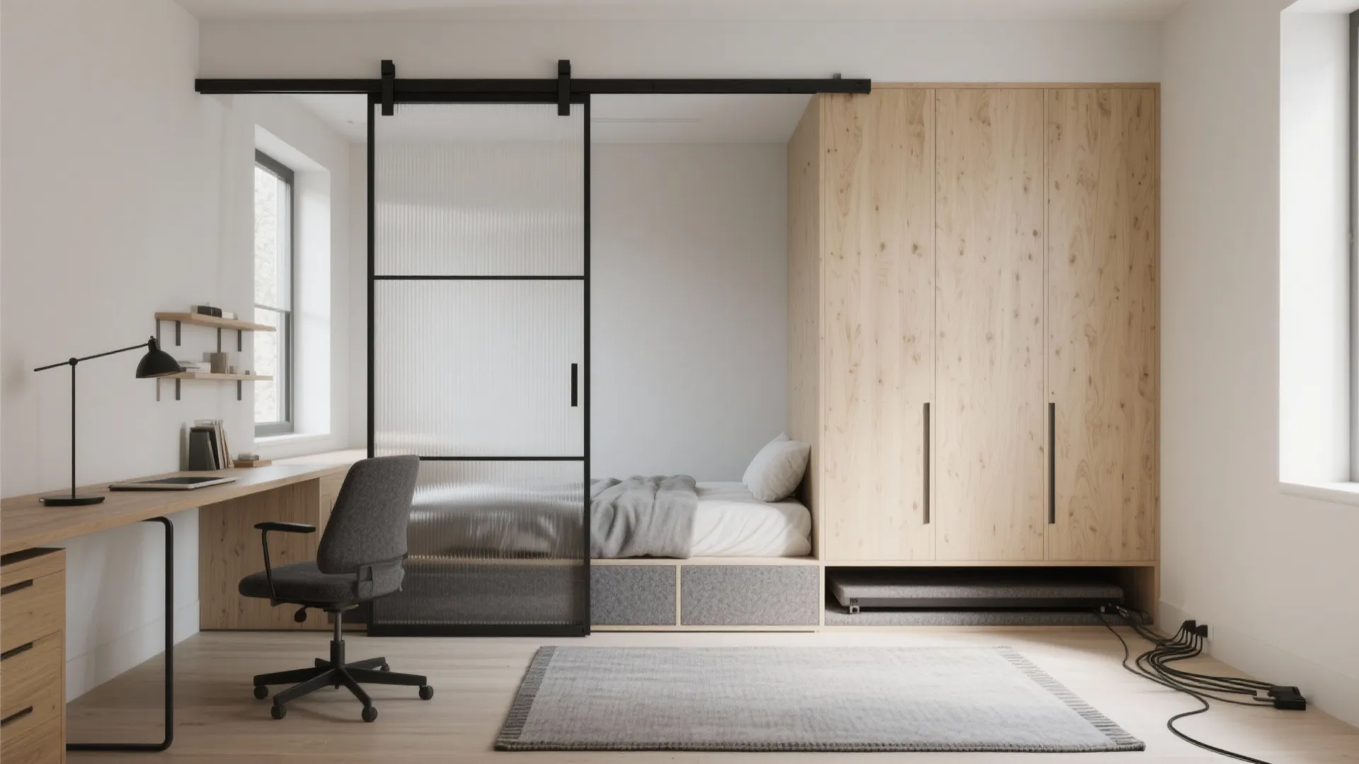 Sliding Partition + Pull-Out or Wall Bed