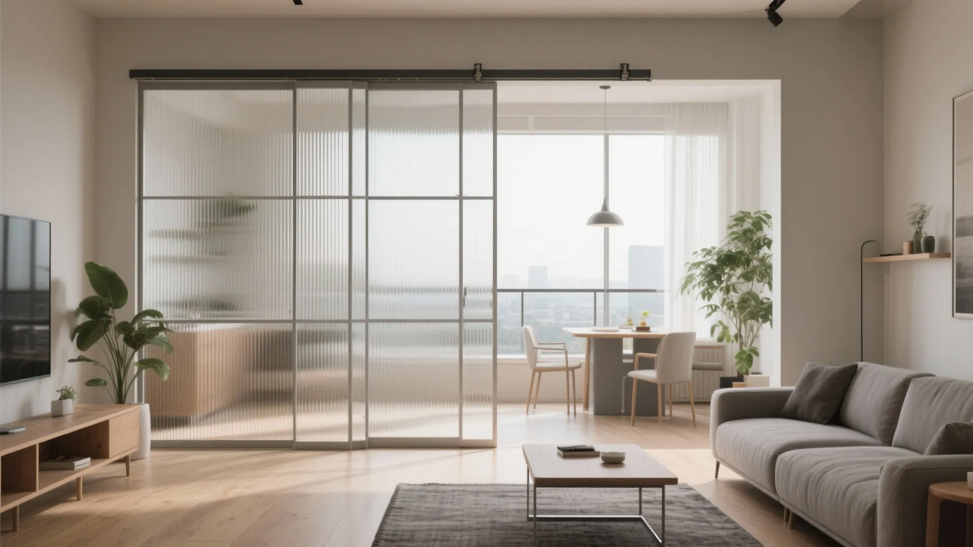 Sliding partitions for open-yet-private living