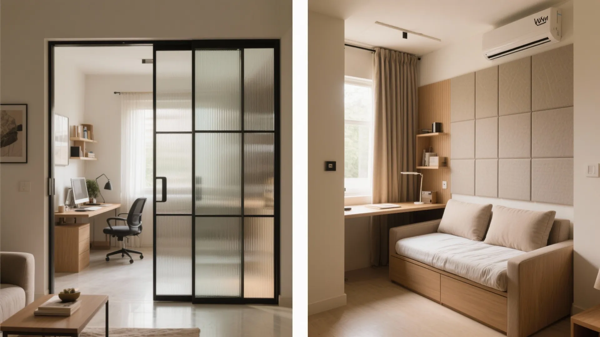 Flexible Study-Guest Room with Sliding Partitions