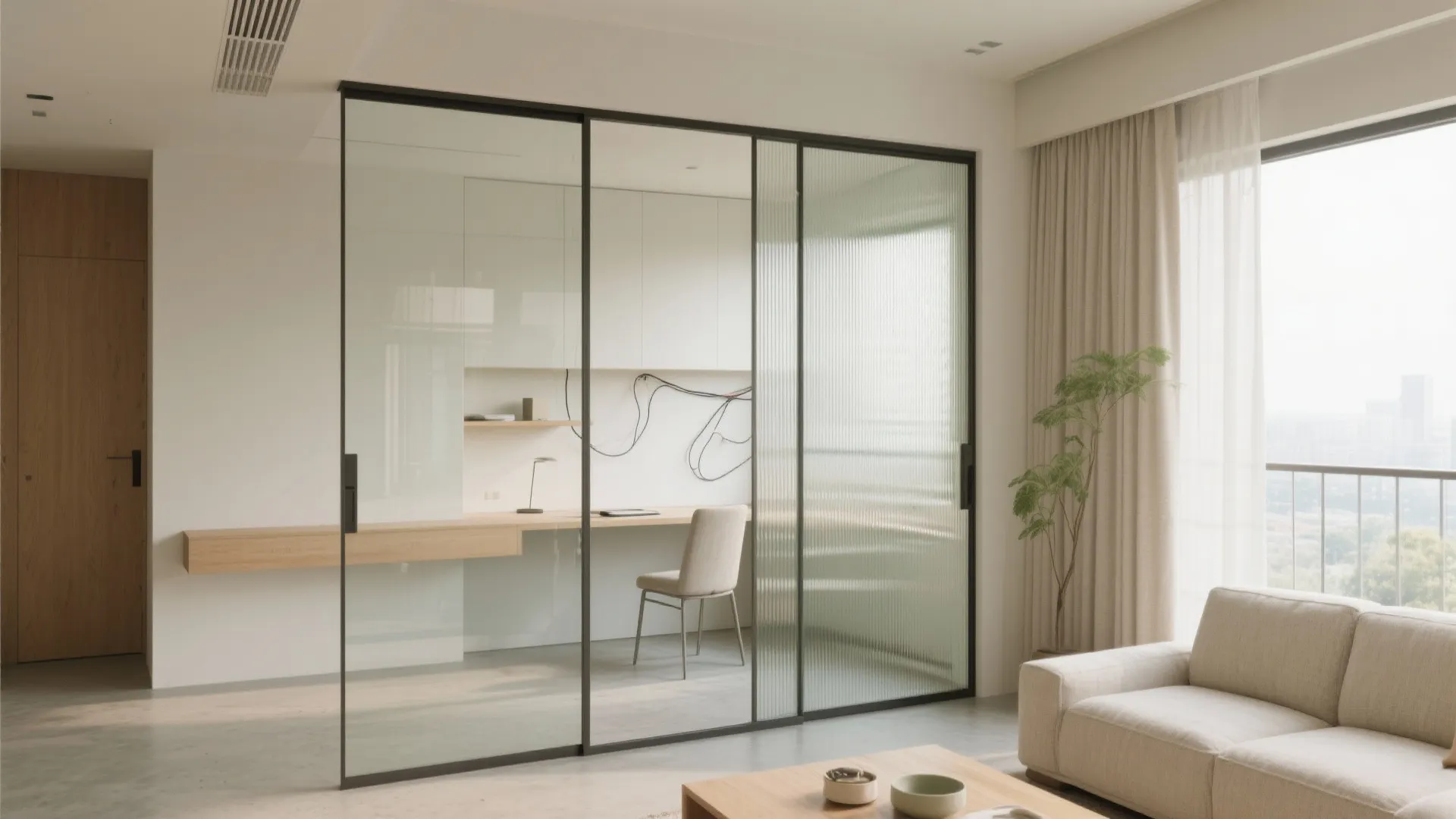 2) Sliding partitions for flexible living and study corners