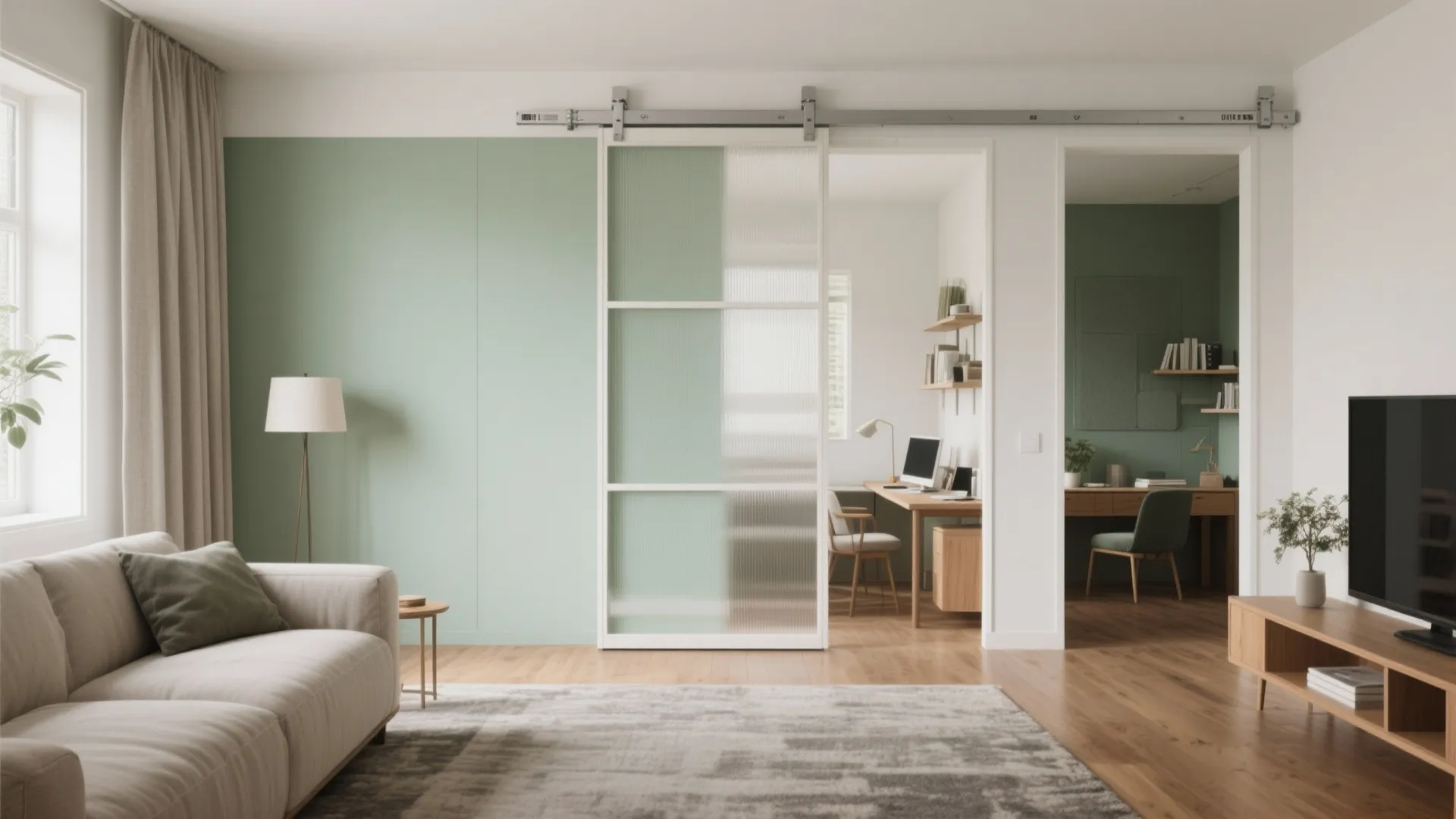 2) Sliding Partition for a True Four-Room Feel