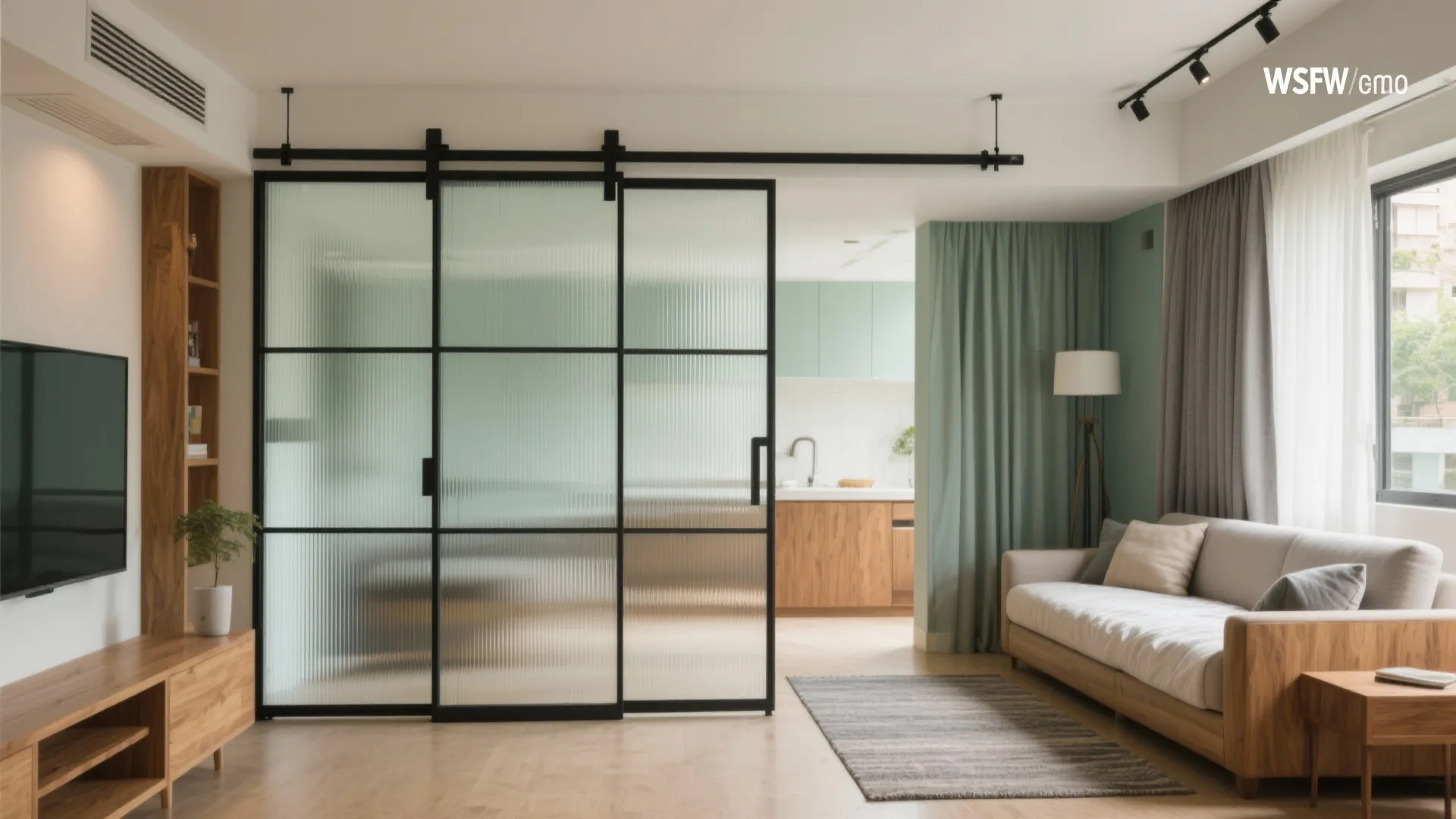 3) Sliding partitions for a flexible living-bedroom relationship