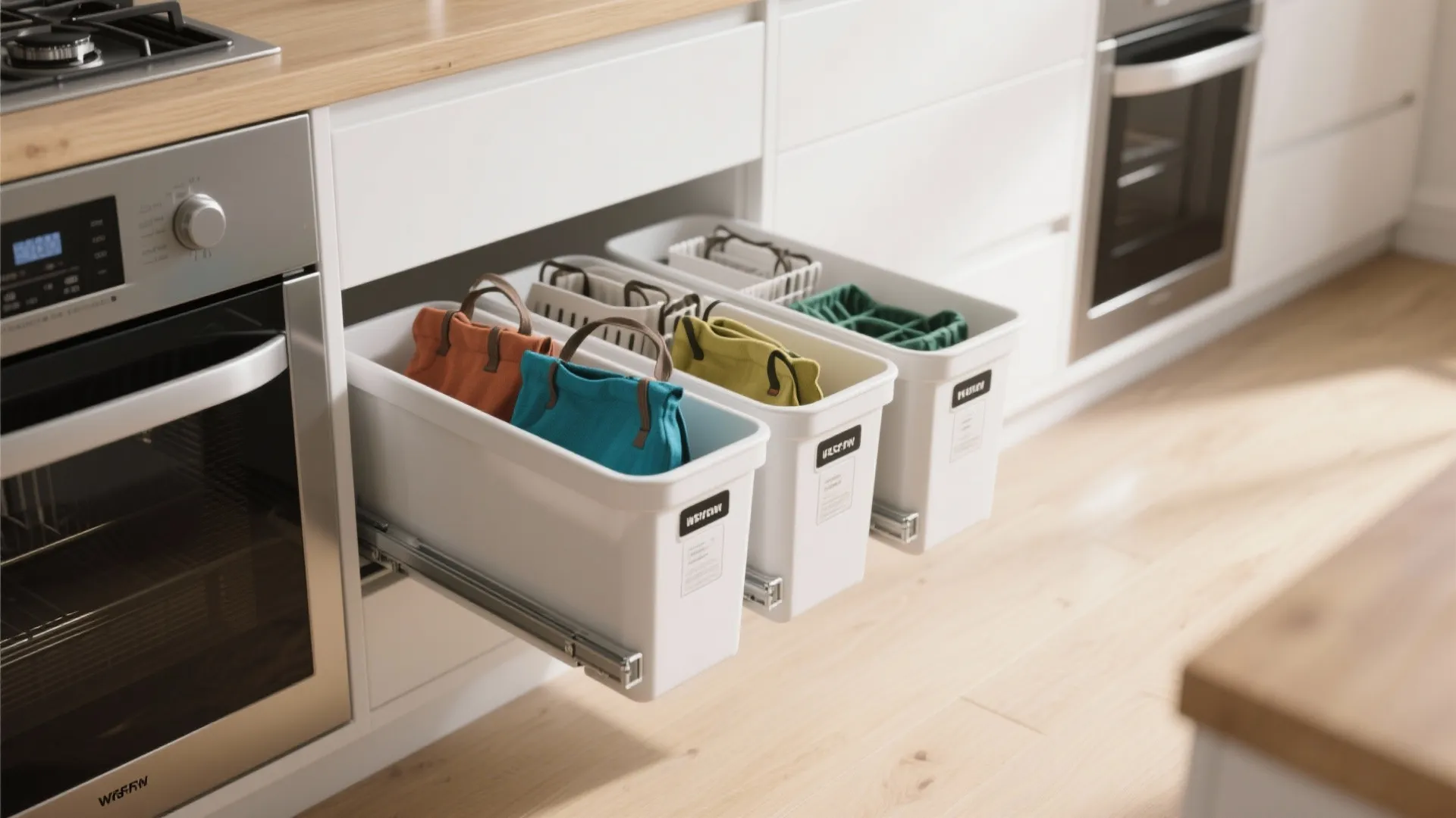 3. Dedicated sorting stations with slide-out bins