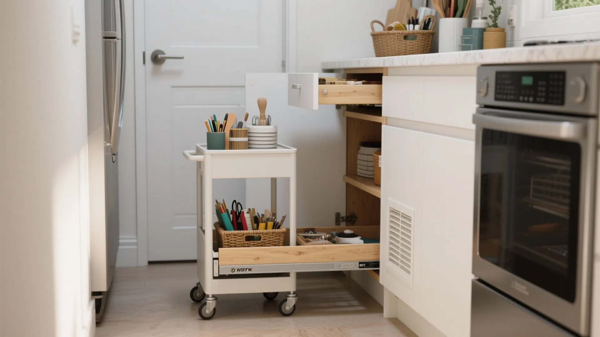 4. Slide-out Storage and Rolling Carts