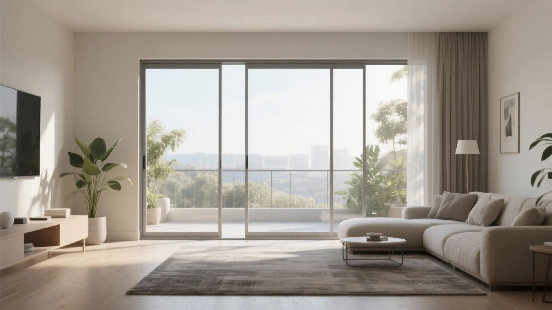 Sliding Glass Doors to Merge Balcony and Drawing Room