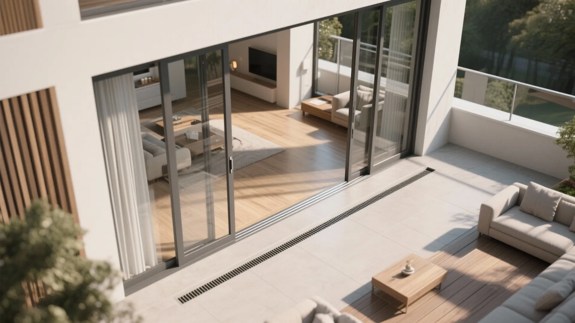 Seamless Indoor–Outdoor Flow with Sliding Doors and Continuous Flooring