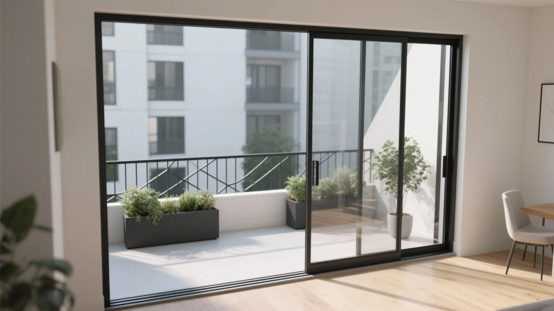 Minimalist Sliding Glass + Steel Grill Combo