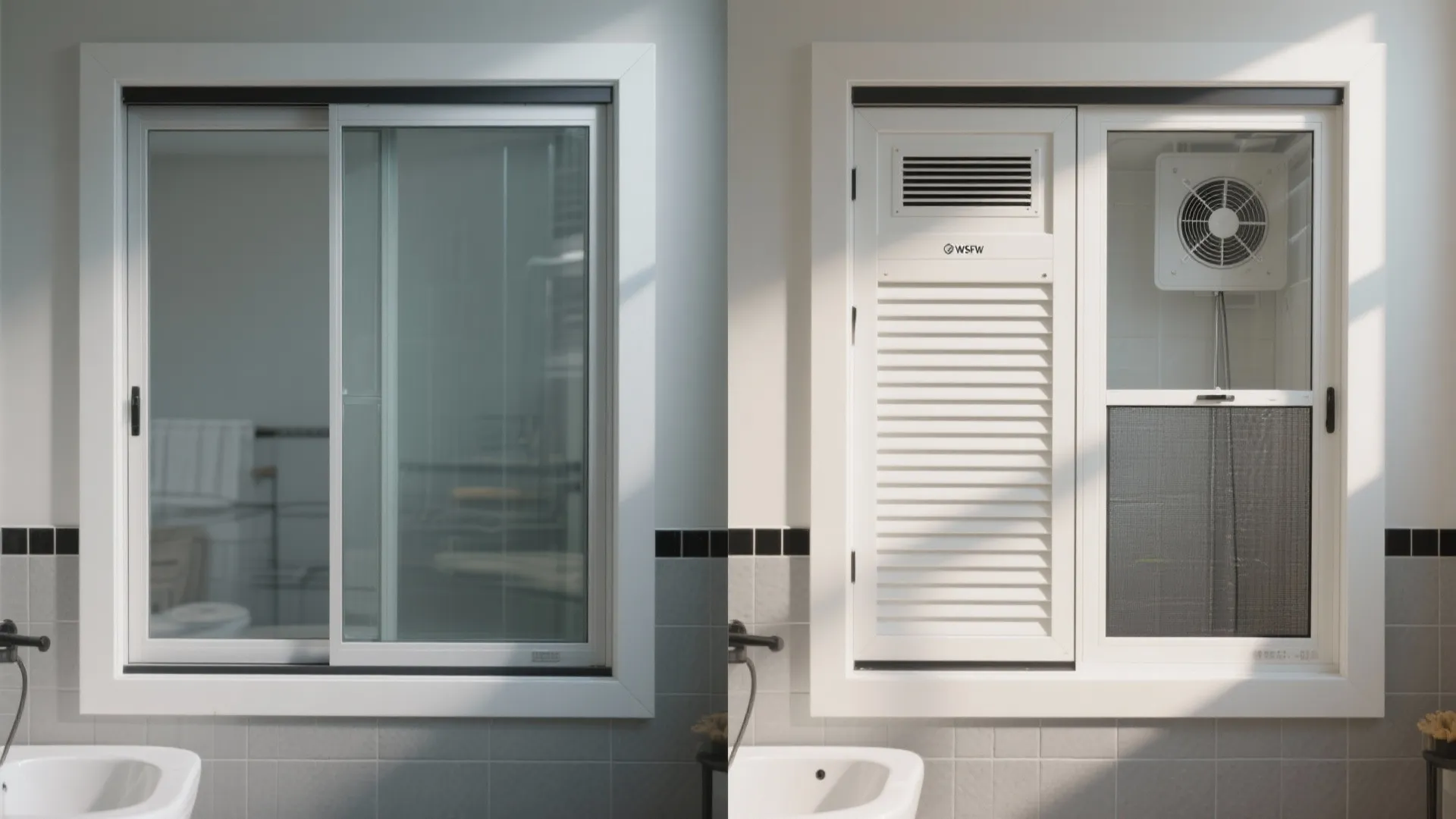 Sliding Window with Louvered Panel + Through-Glass Fan Kit (Retrofit Hero)