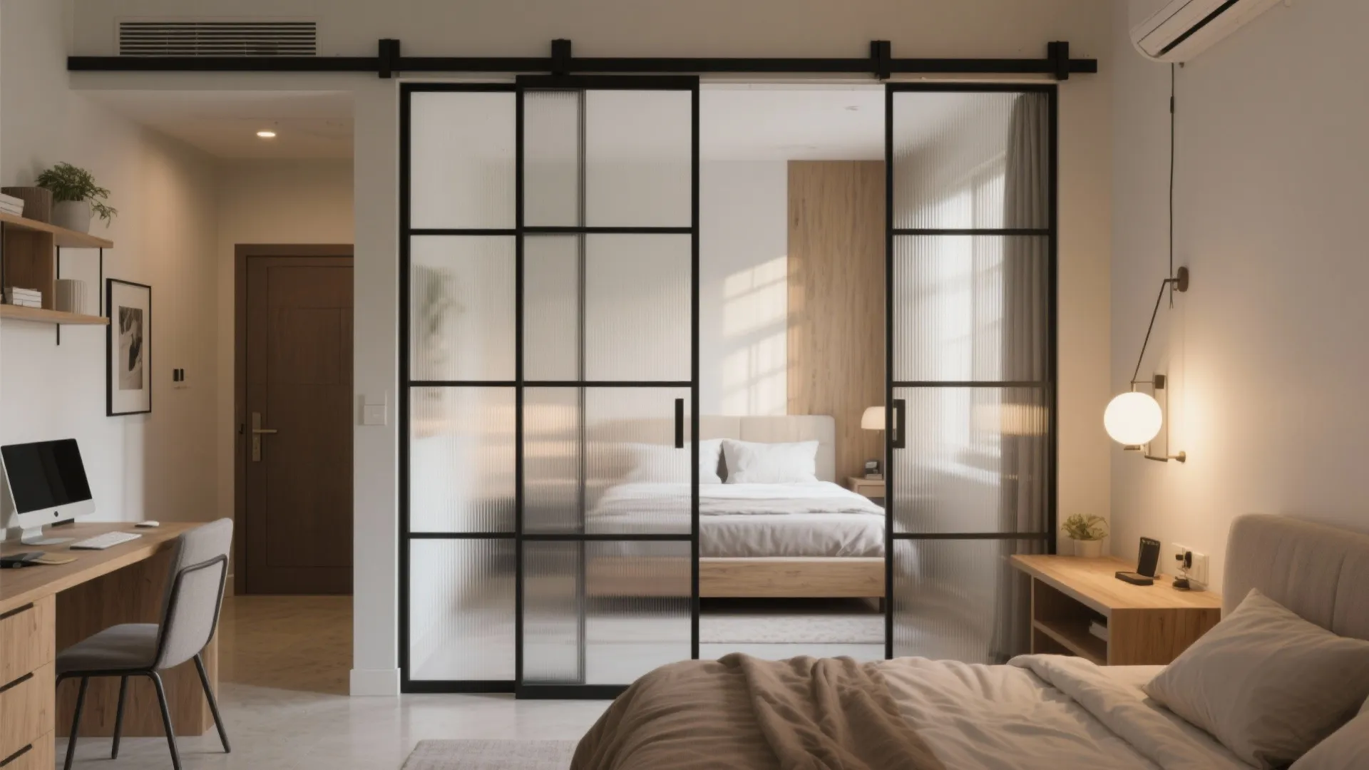 Sliding Partition to Flex the Hall and Bedroom