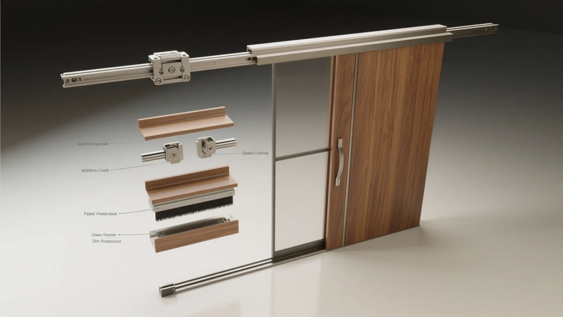 Compact sliding barn door in veneered teak