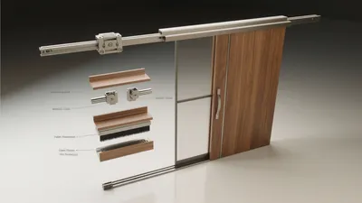 Modern Sliding Door System with Wood & Glass Design