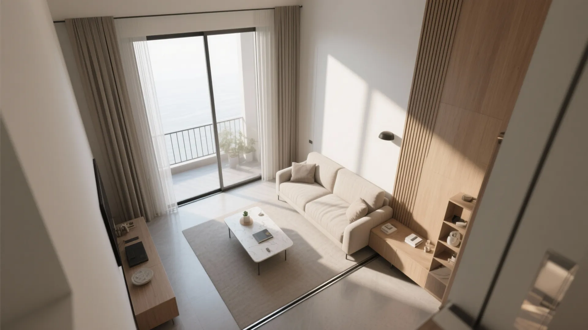 Floor-to-ceiling sliding doors to amplify daylight