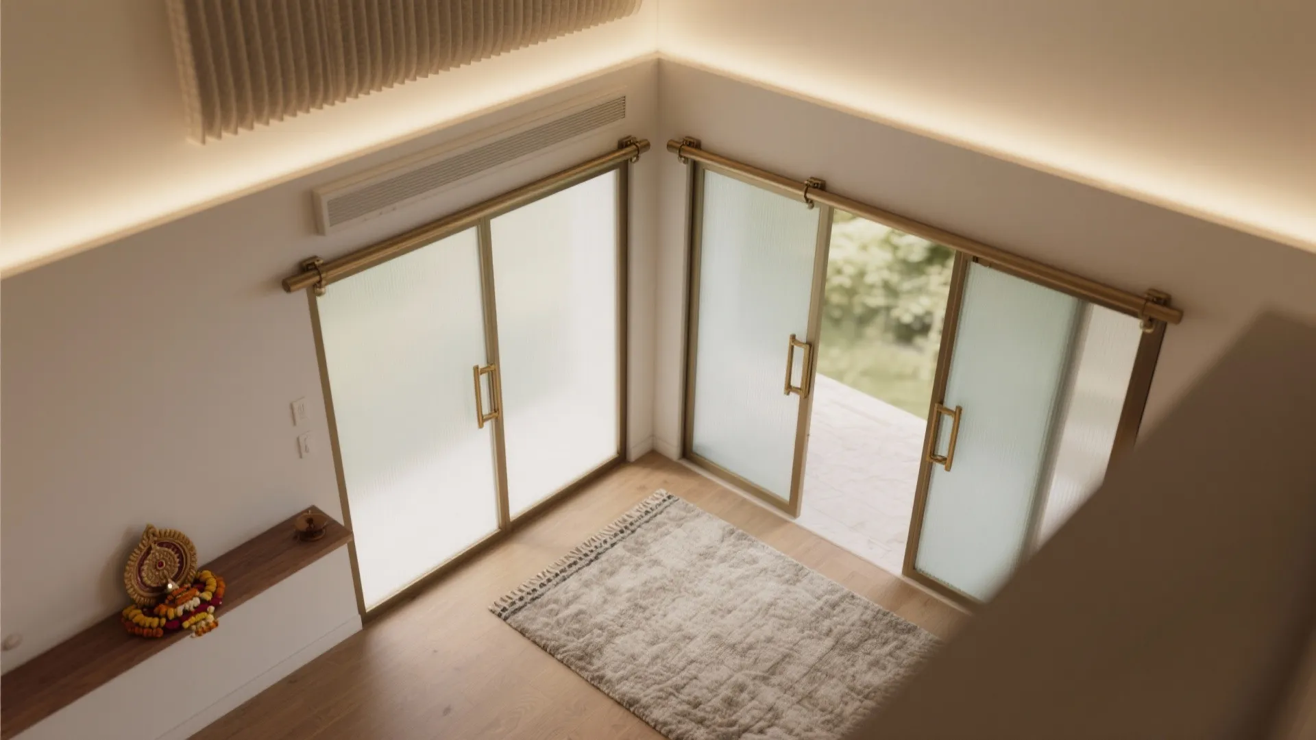 Sliding Glass Partition Pooja Corner