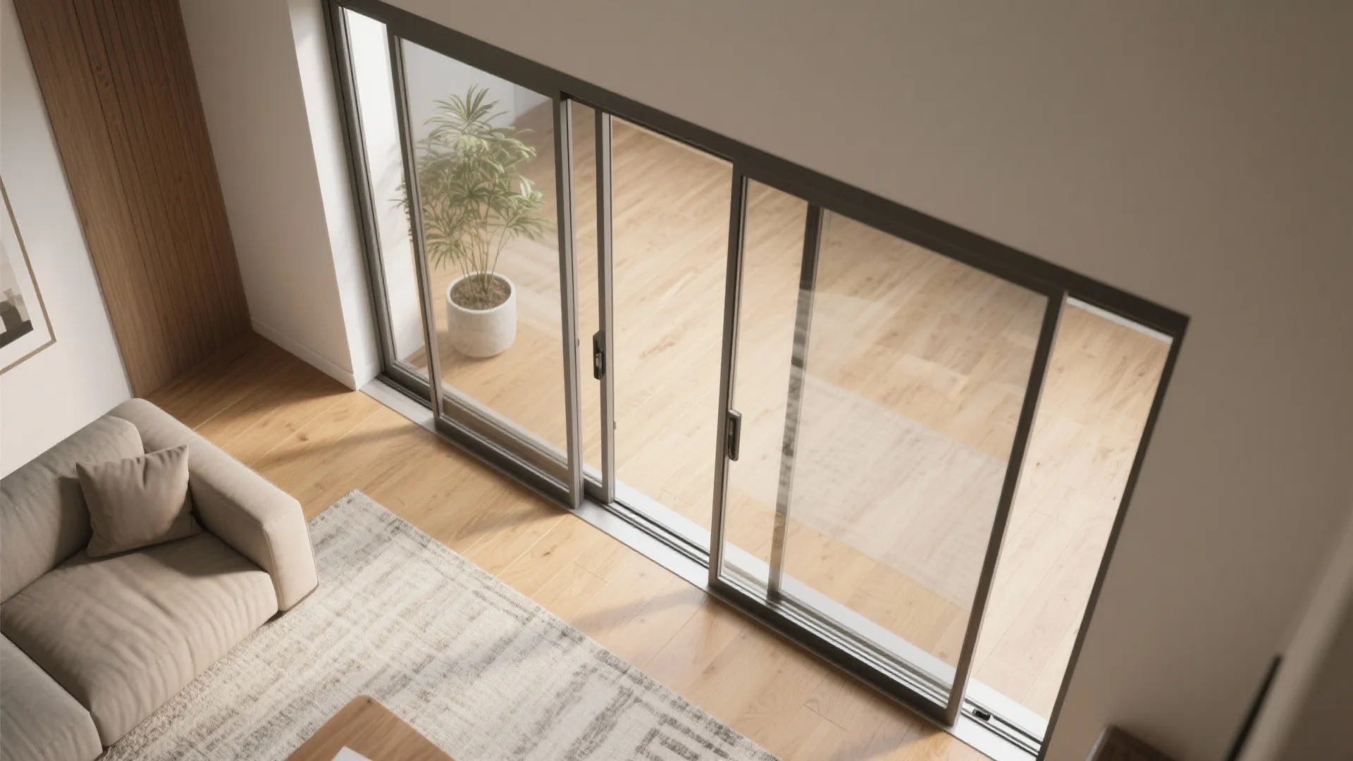 Sliding Glass Doors to Merge Balcony and Drawing Room