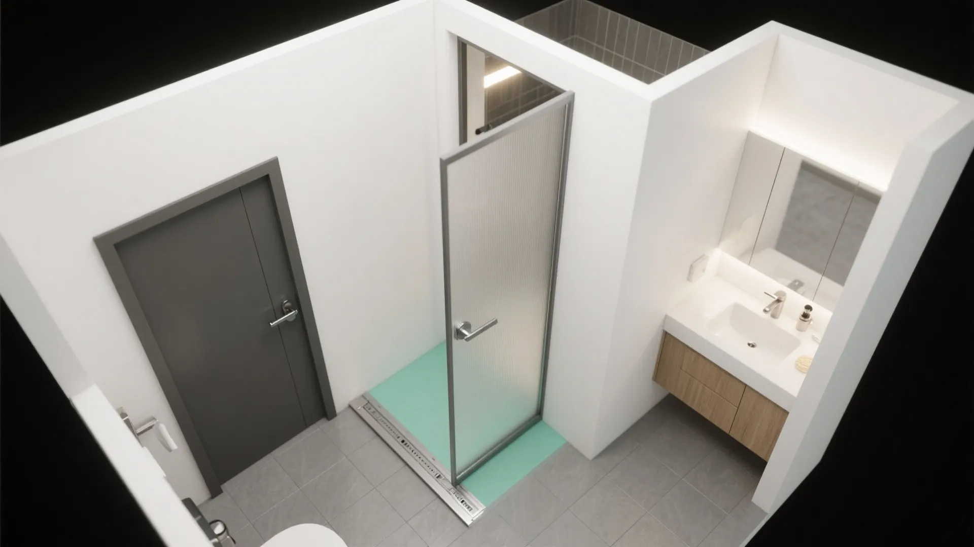 3) Space-saving sliders (pocket or barn) done the bathroom-safe way