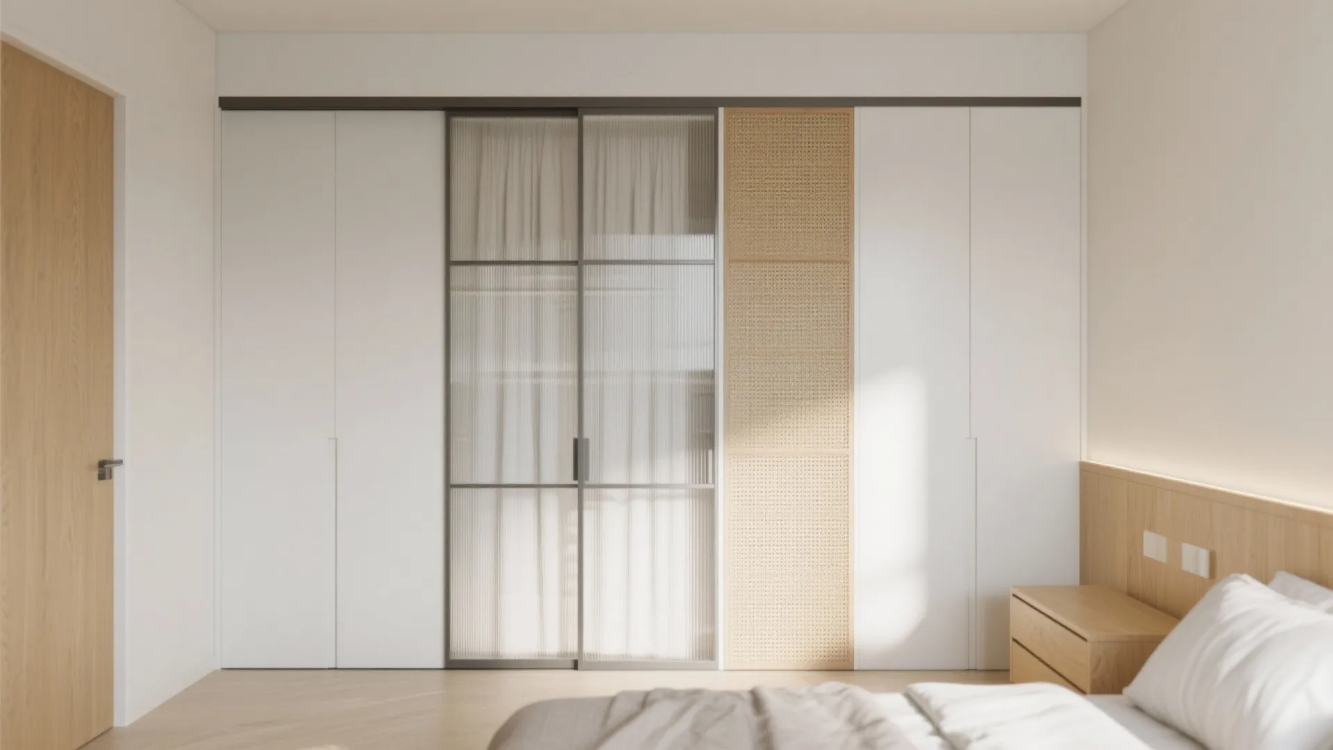 Sliding Doors with Lightness (Glass, Cane, or Fabric)