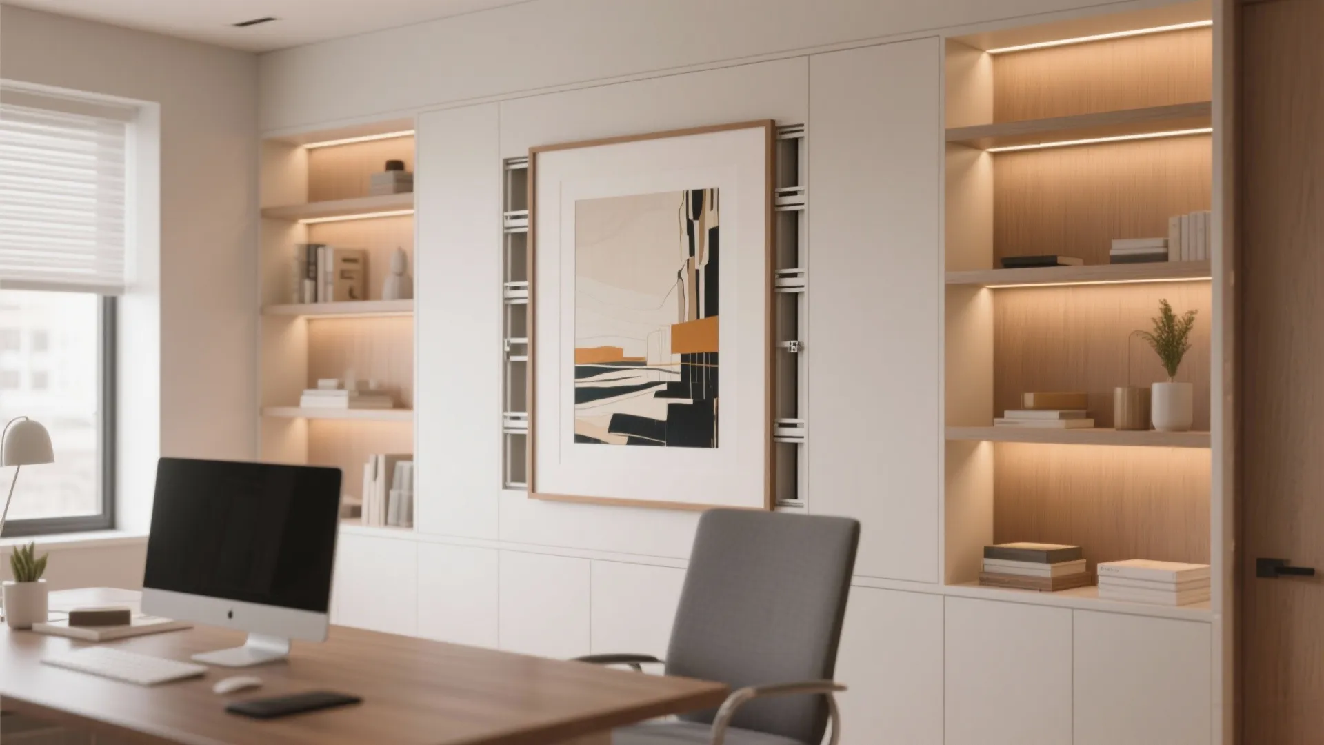 5. File Storage Behind Sliding Art Panels