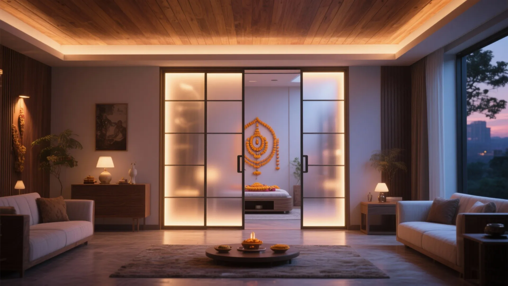 Sliding Doors with Backlit Panels