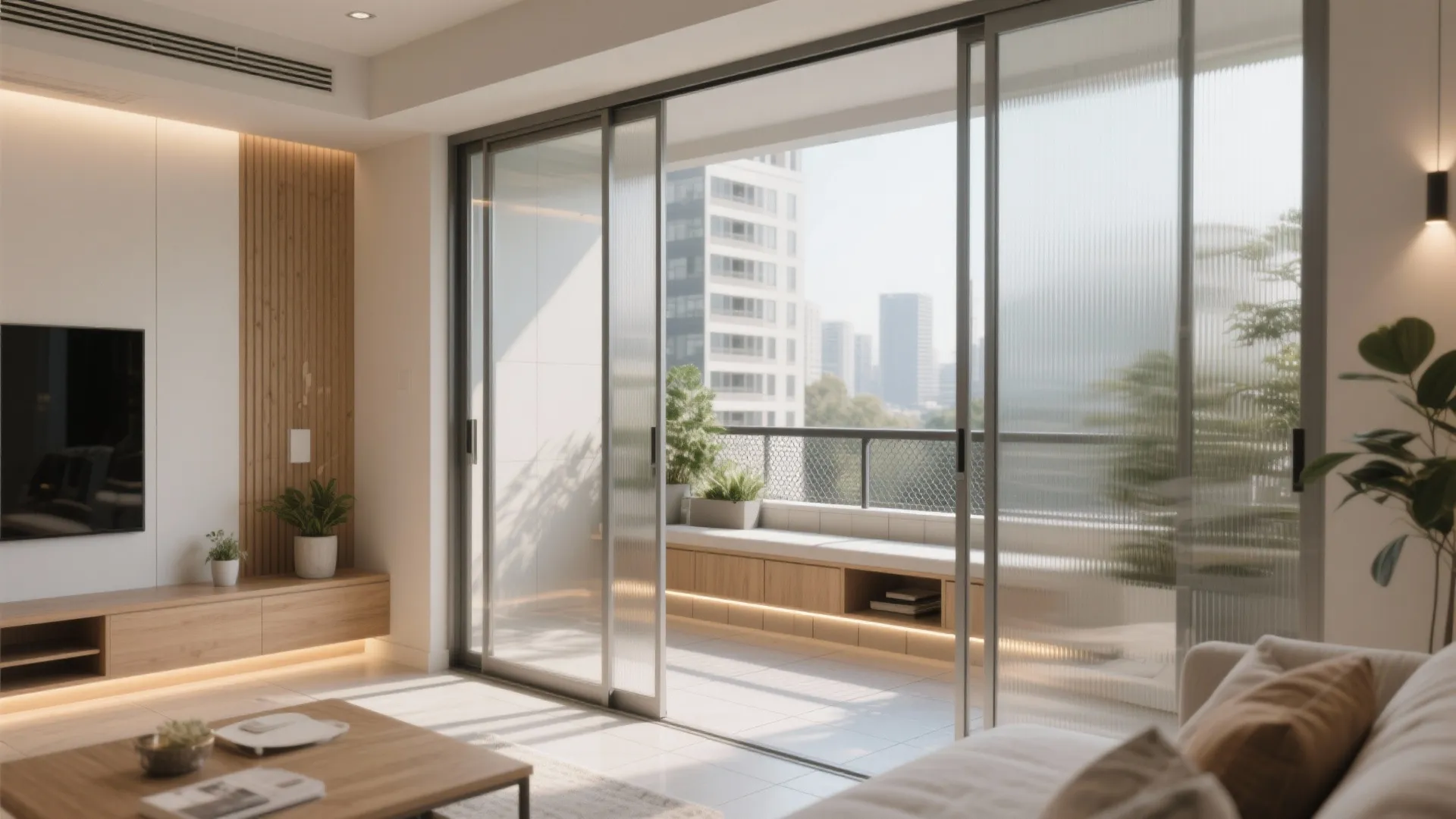 Sliding partitions and balcony nooks that pull in light