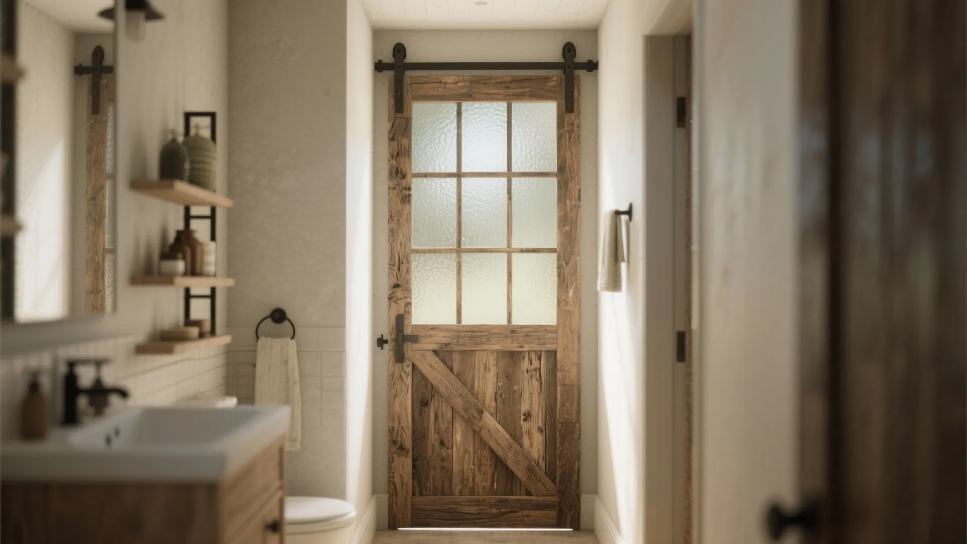Sliding barn doors for bathrooms