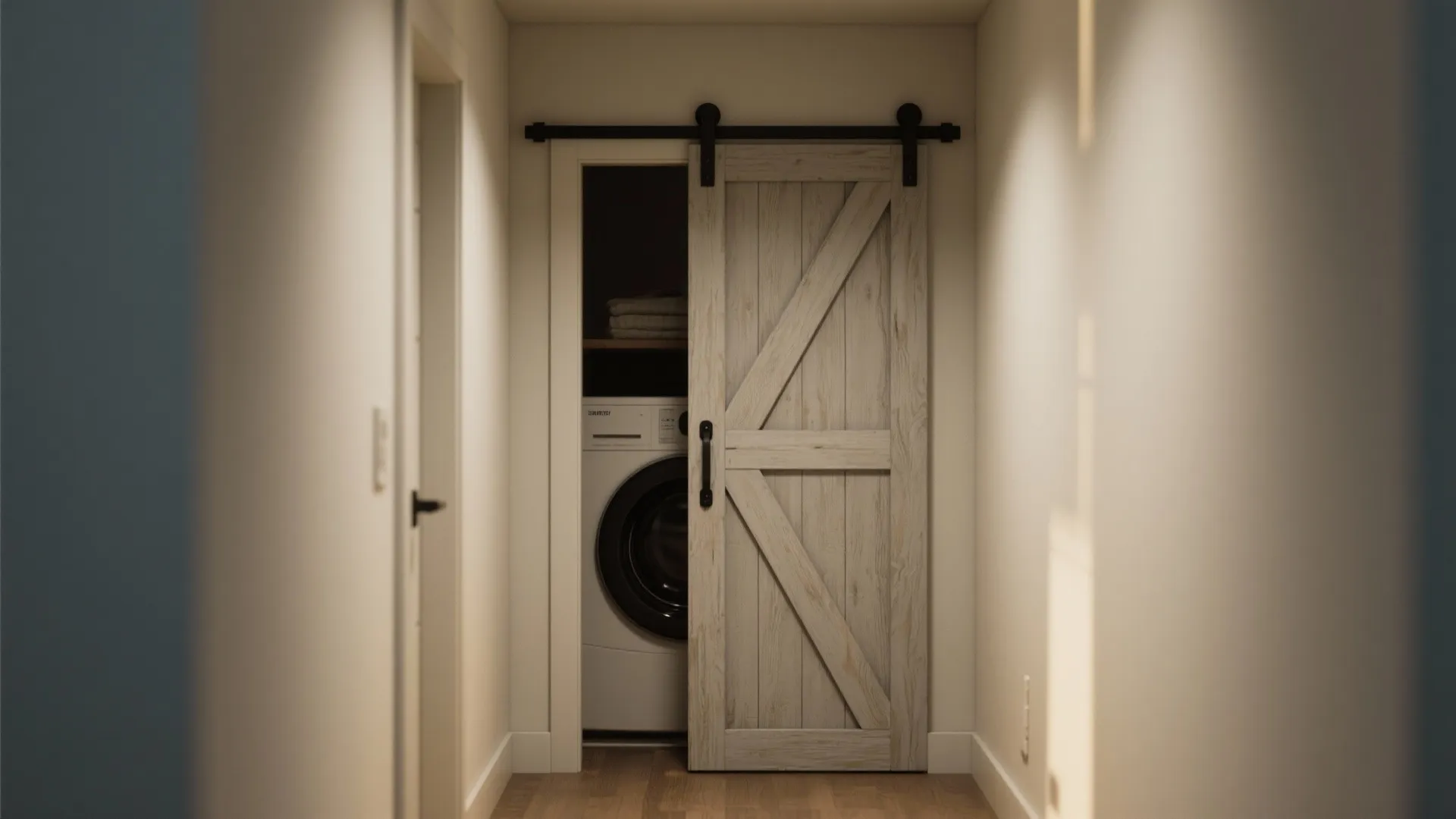 3. Sliding Barn Door for Concealed Laundry