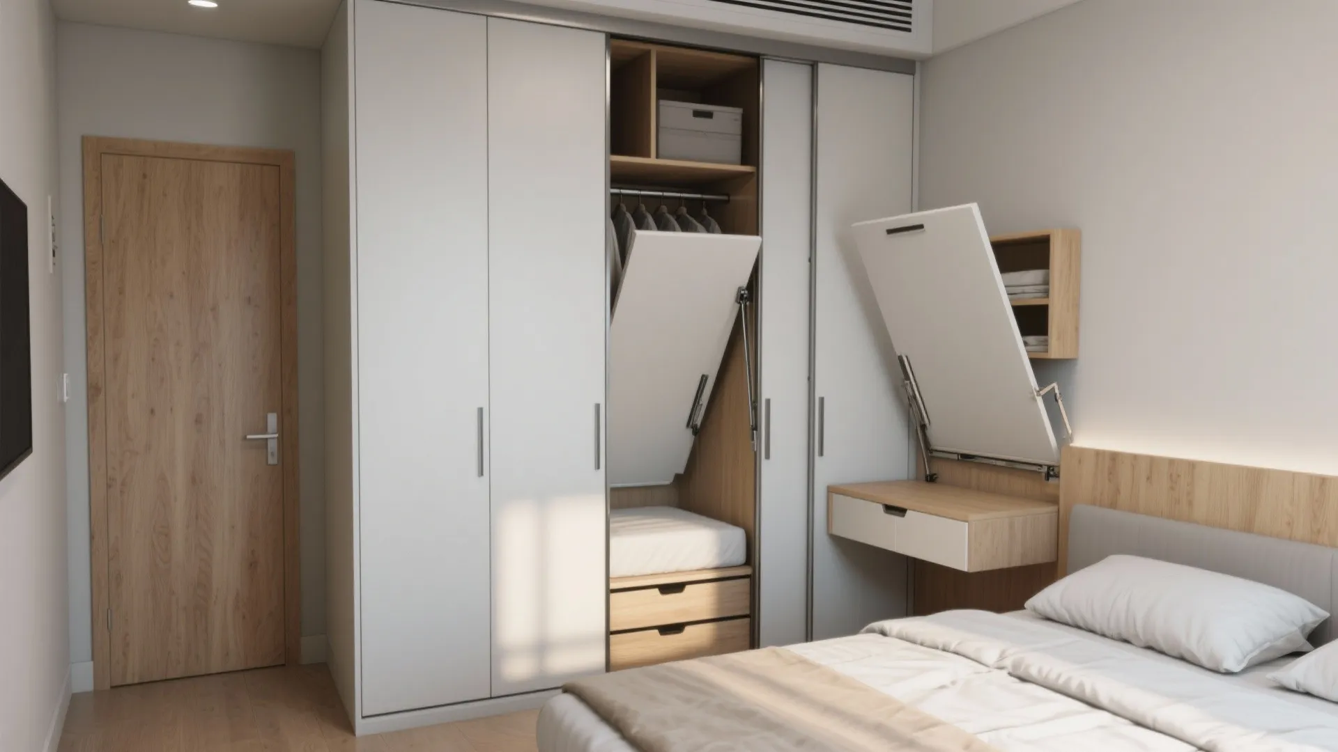 Multi-Functional Bedroom with Sliding Storage