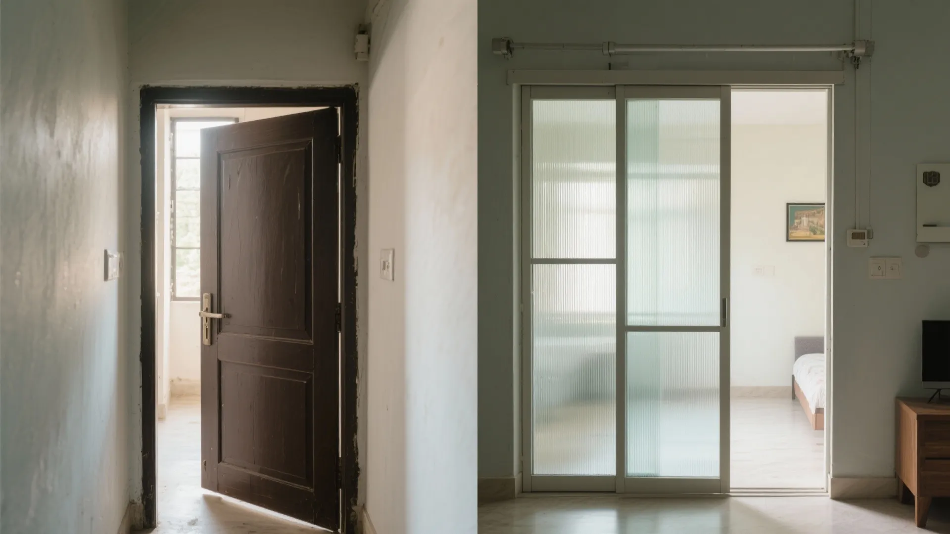 Visual zoning with sliding doors and smart partitions