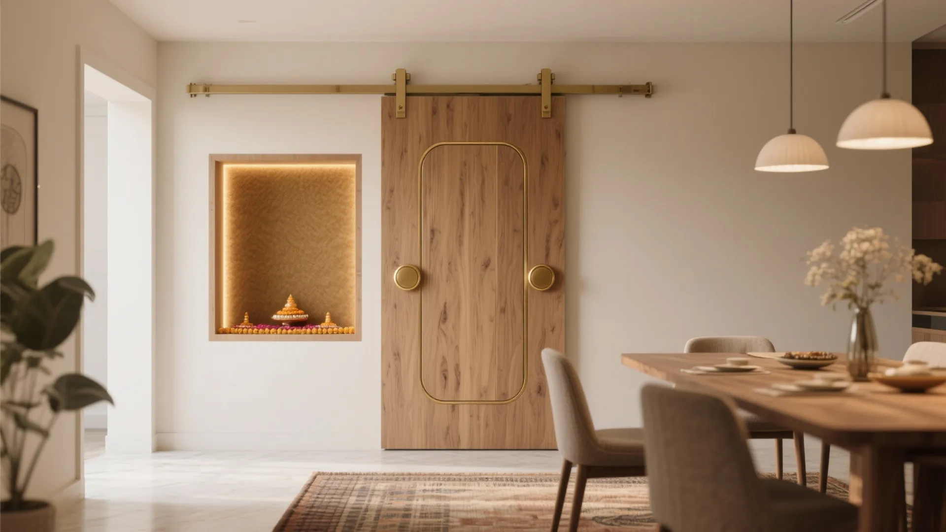 Sliding Plywood Doors with Brass Accents