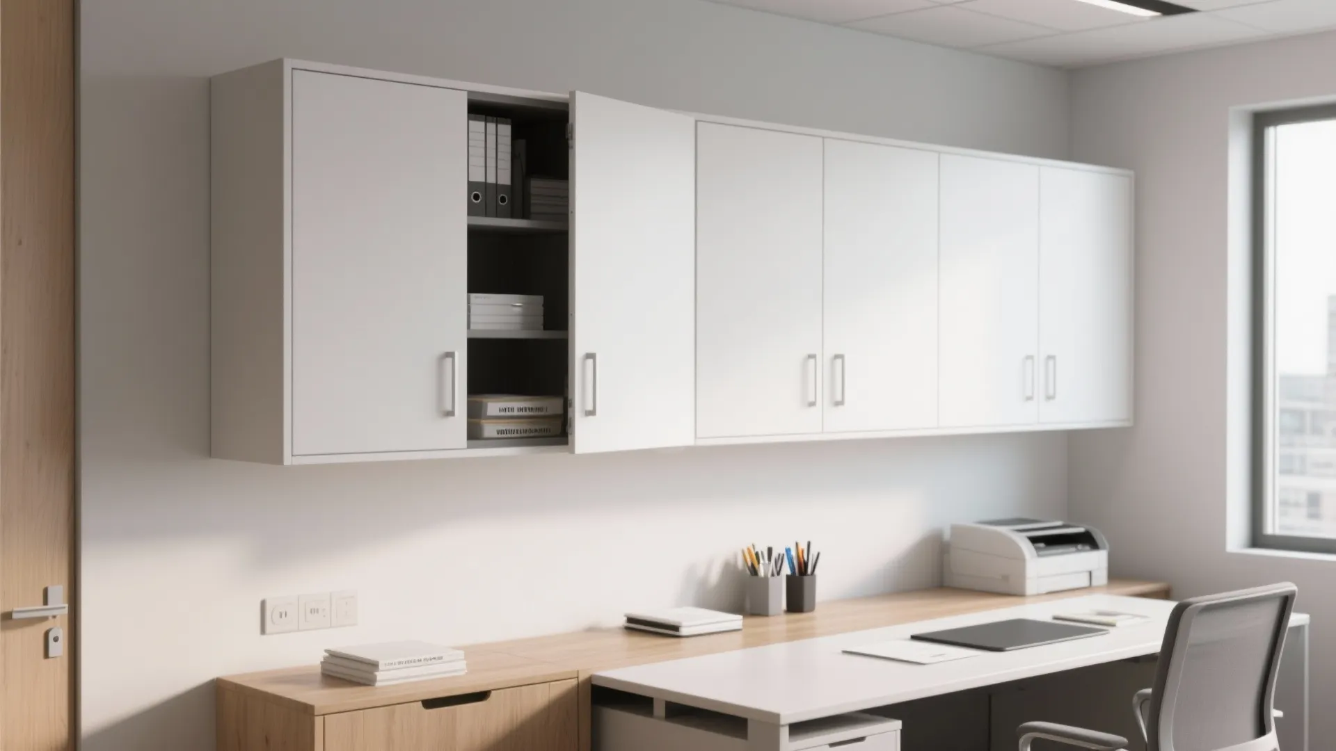 4. Wall-Mounted Cabinets with Sliding Doors
