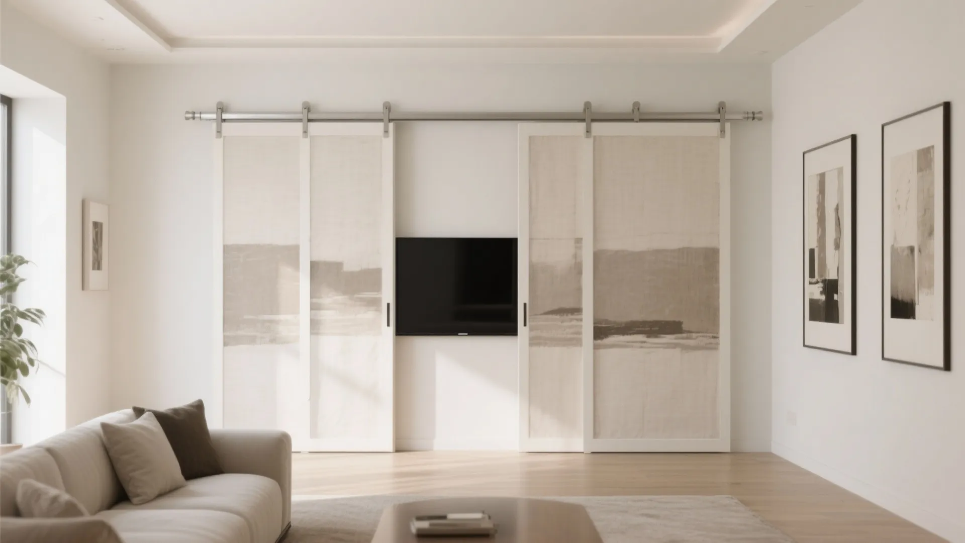 Sliding Panels or Art That Hide the TV (Show or Stow on Demand)