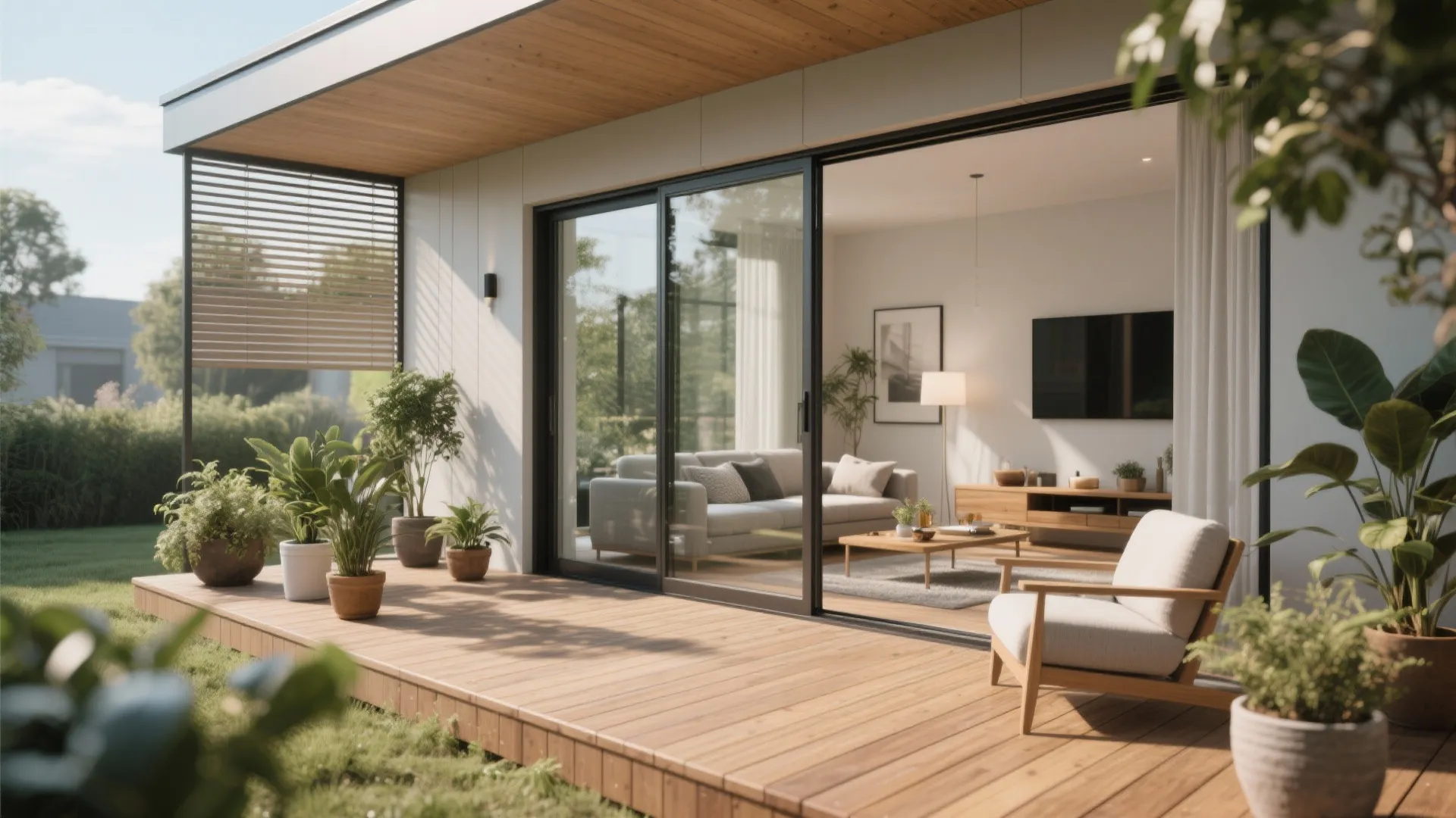 5. Bring the outside in with sliding doors and small decks