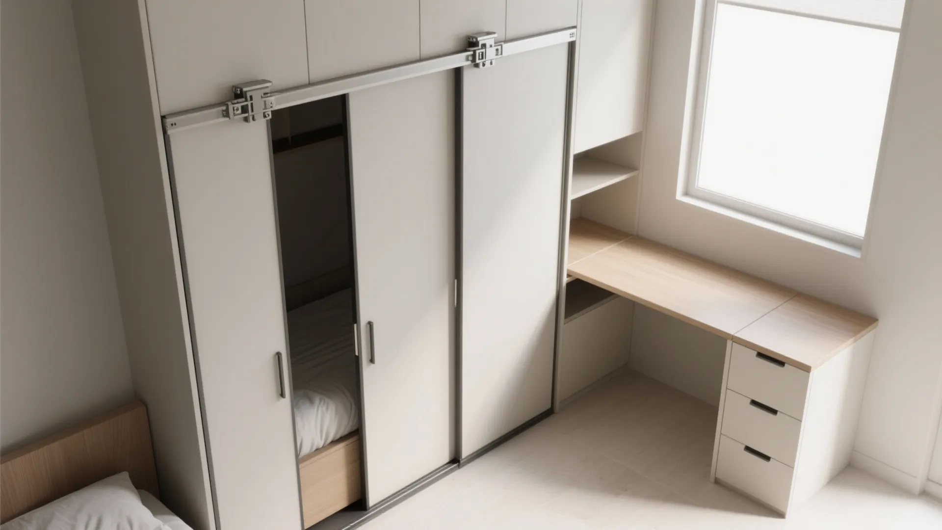 4. Sliding-Panel Desk with Murphy Pivot