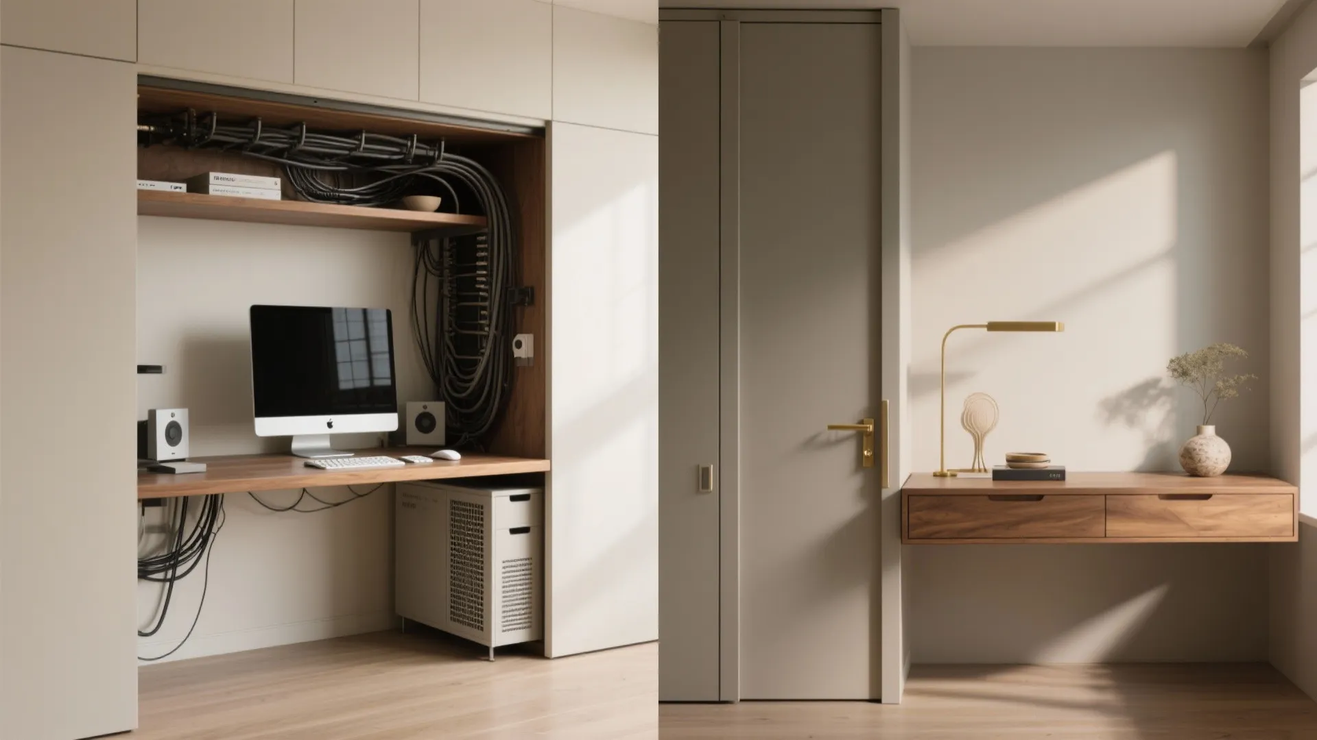 4. Sliding panel desk that conceals tech