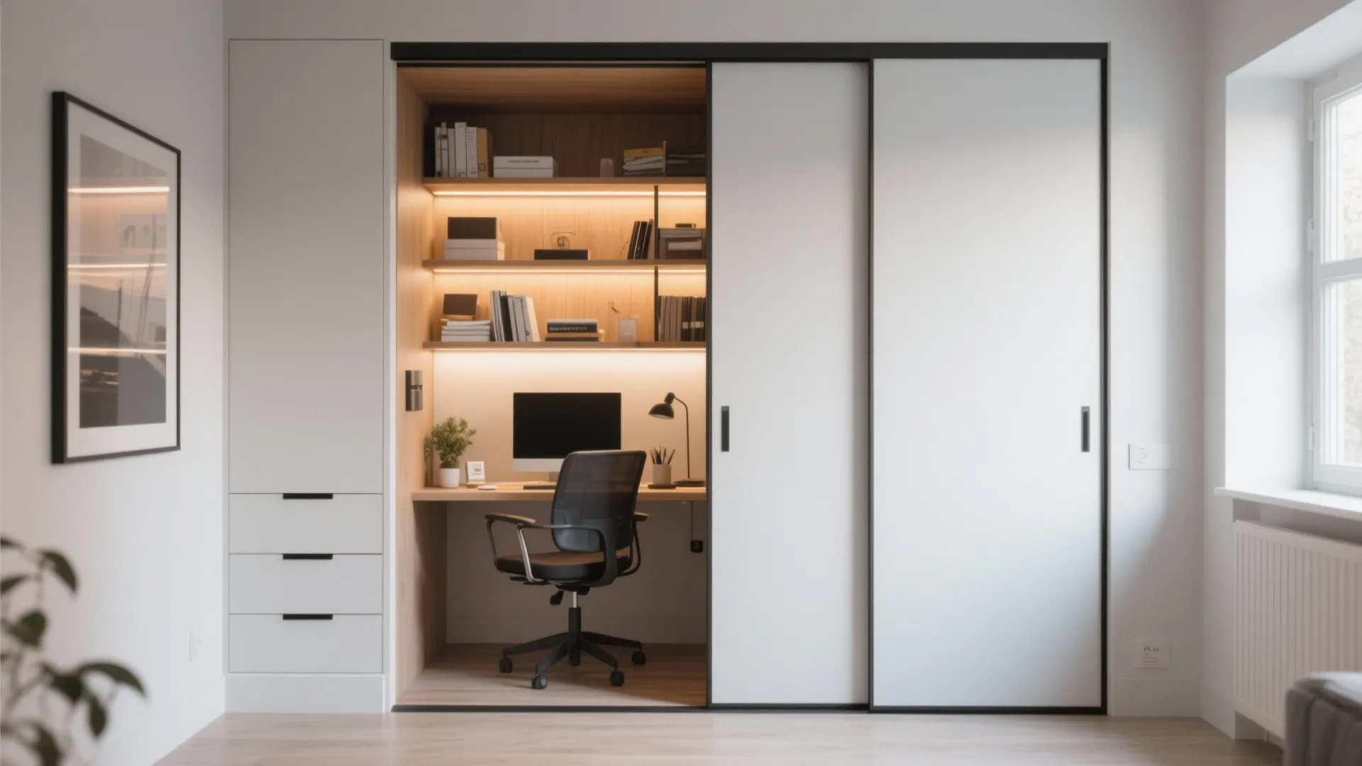 4. Sliding Door Desk Closet