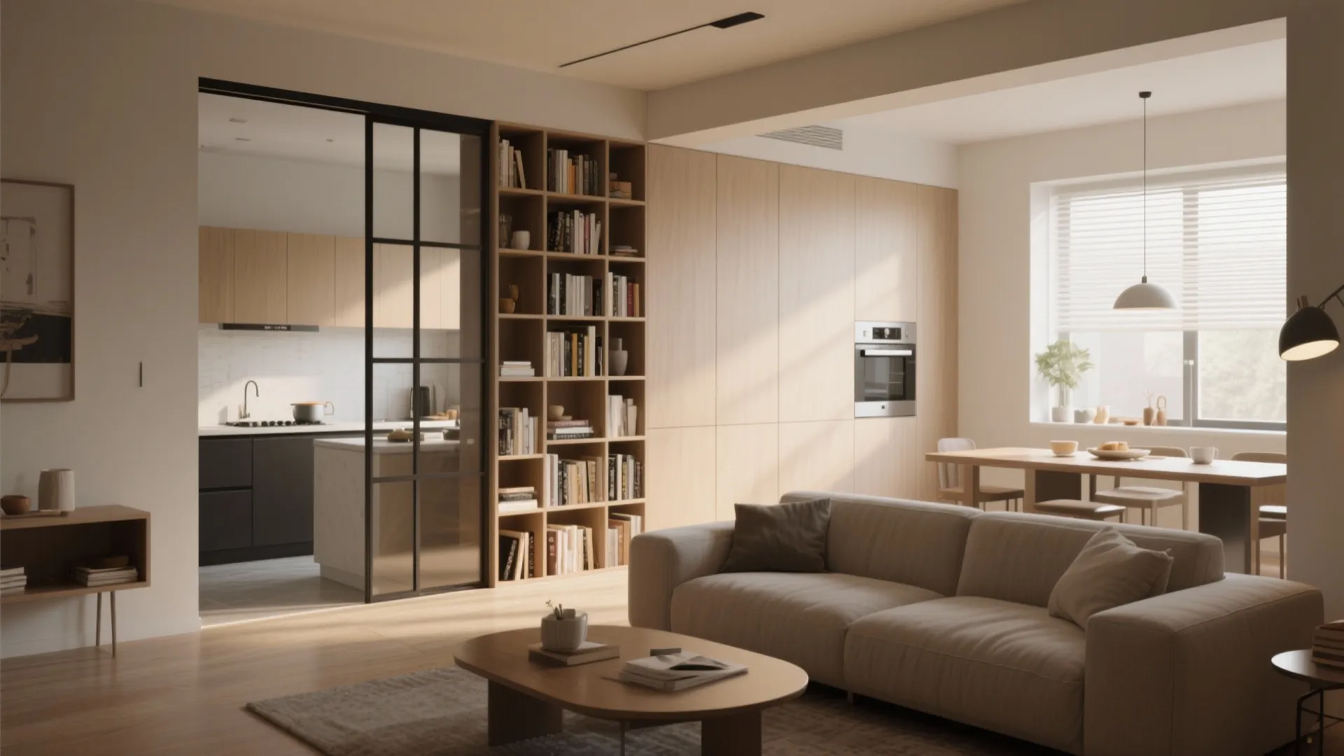 1. Open-plan living with a flexible divider