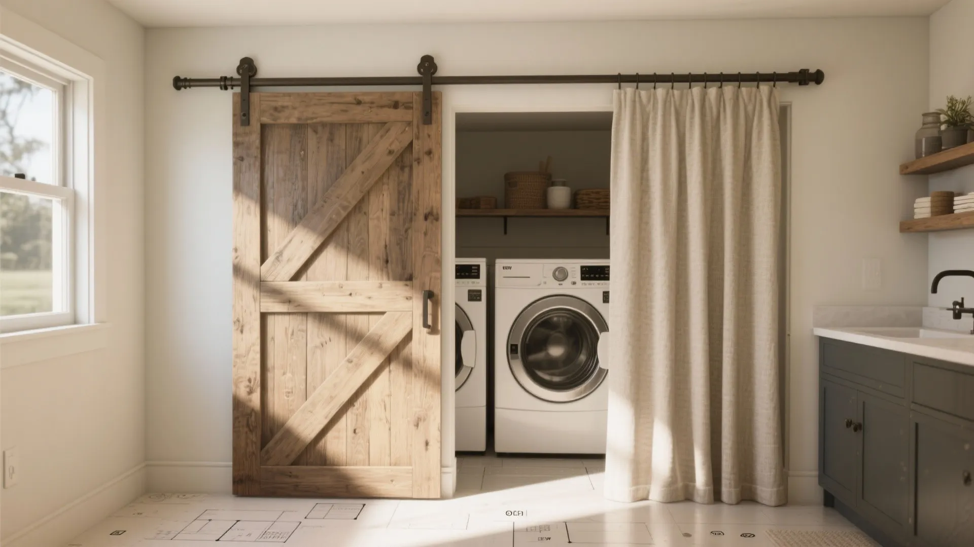 4. Swap swinging doors for sliding or curtain solutions